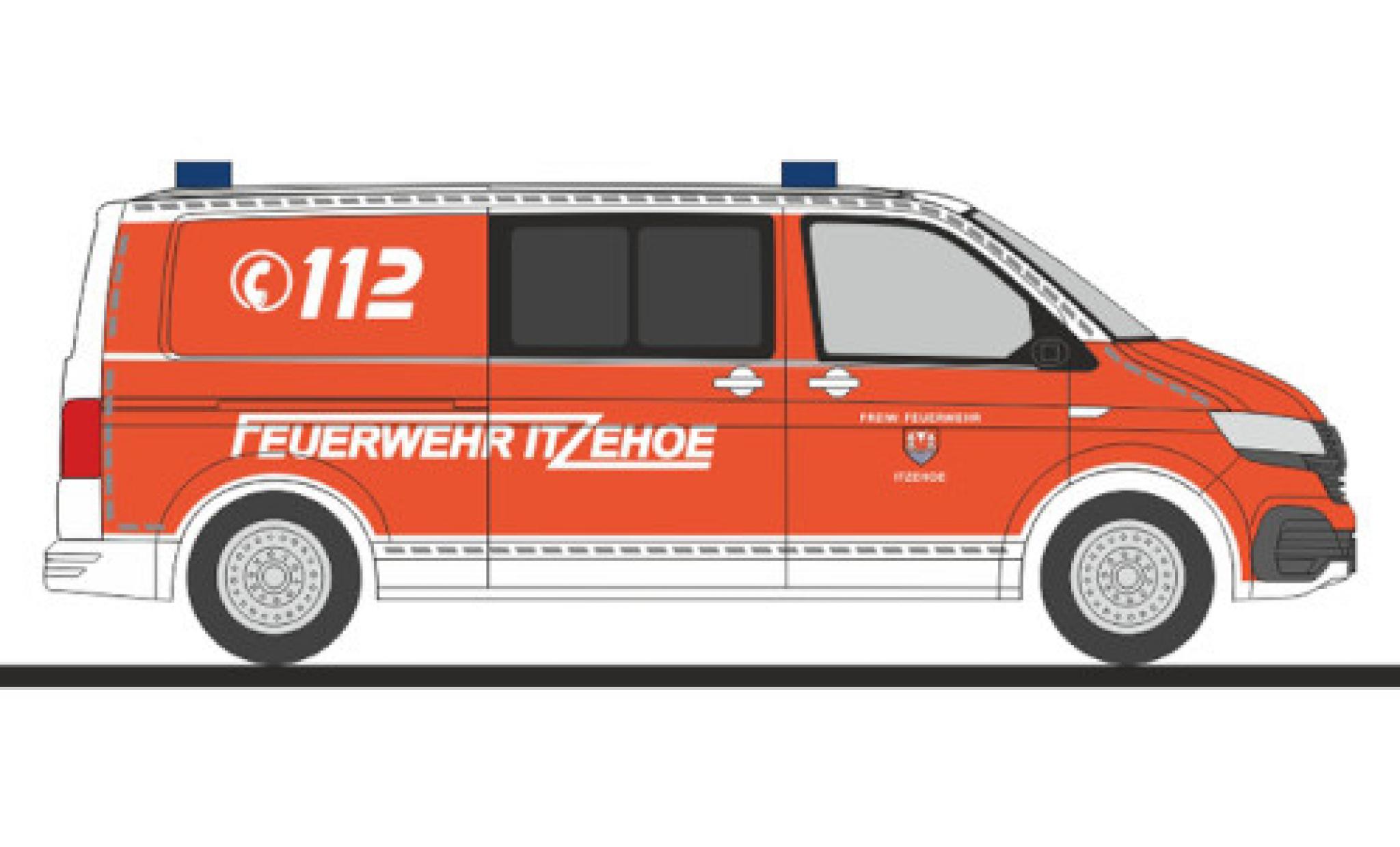 Volkswagen T6 1/87 Rietze .1 Bus Brandweer Itzehoe modelauto
