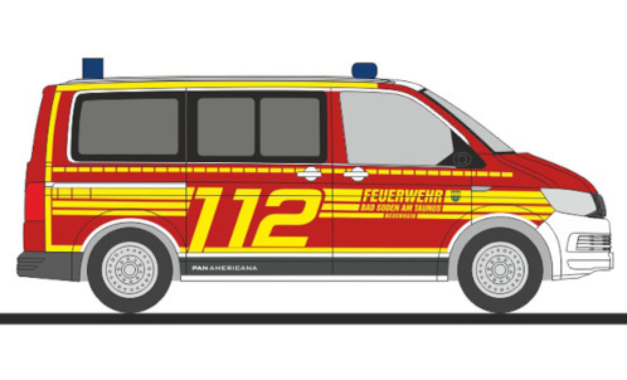 Volkswagen T6 1/87 Rietze Bus Brandweer Bad Soden modelauto
