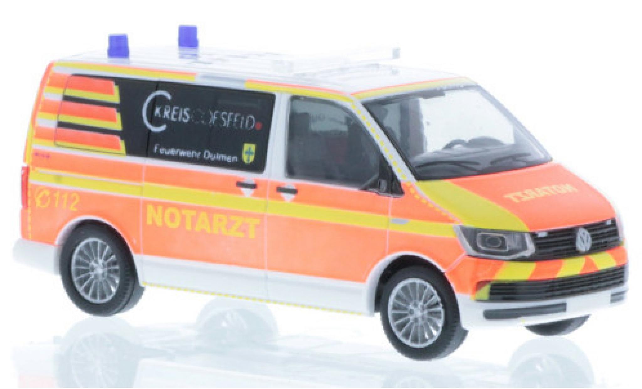 Volkswagen T6 1/87 Rietze Bus Notarzt Brandweer D&uuml;lmen modelauto