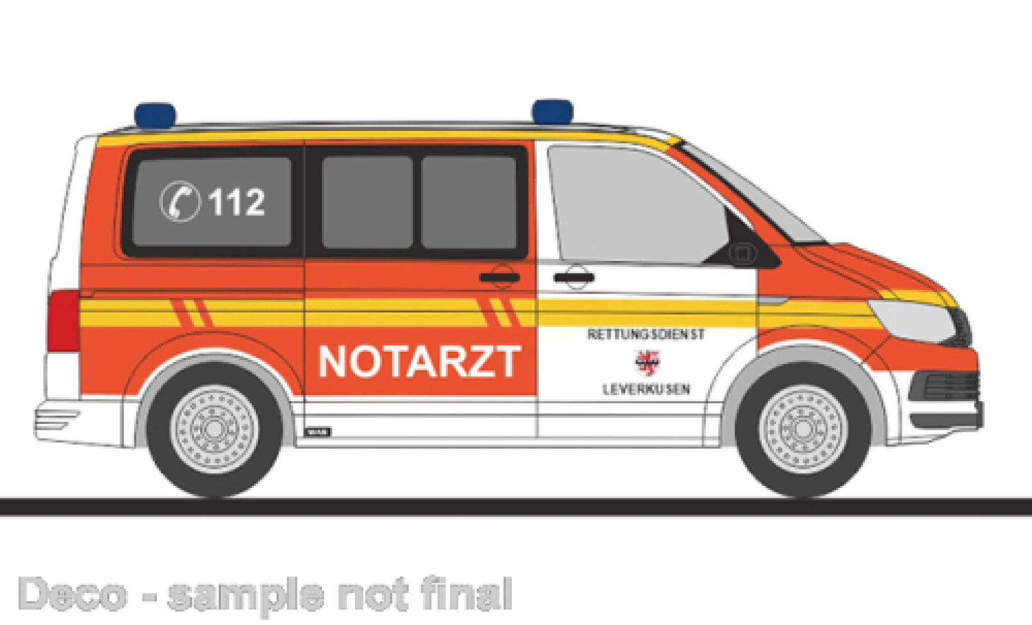 Volkswagen T6 1/87 Rietze Bus Rettungsdienst Leverkusen 1:87 modelauto