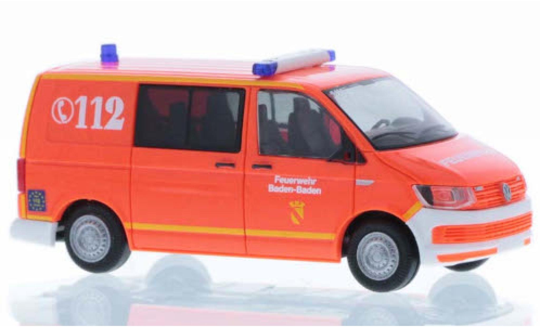 Volkswagen T6 1/87 Rietze Brandweer Baden-Baden court- empattement modelauto