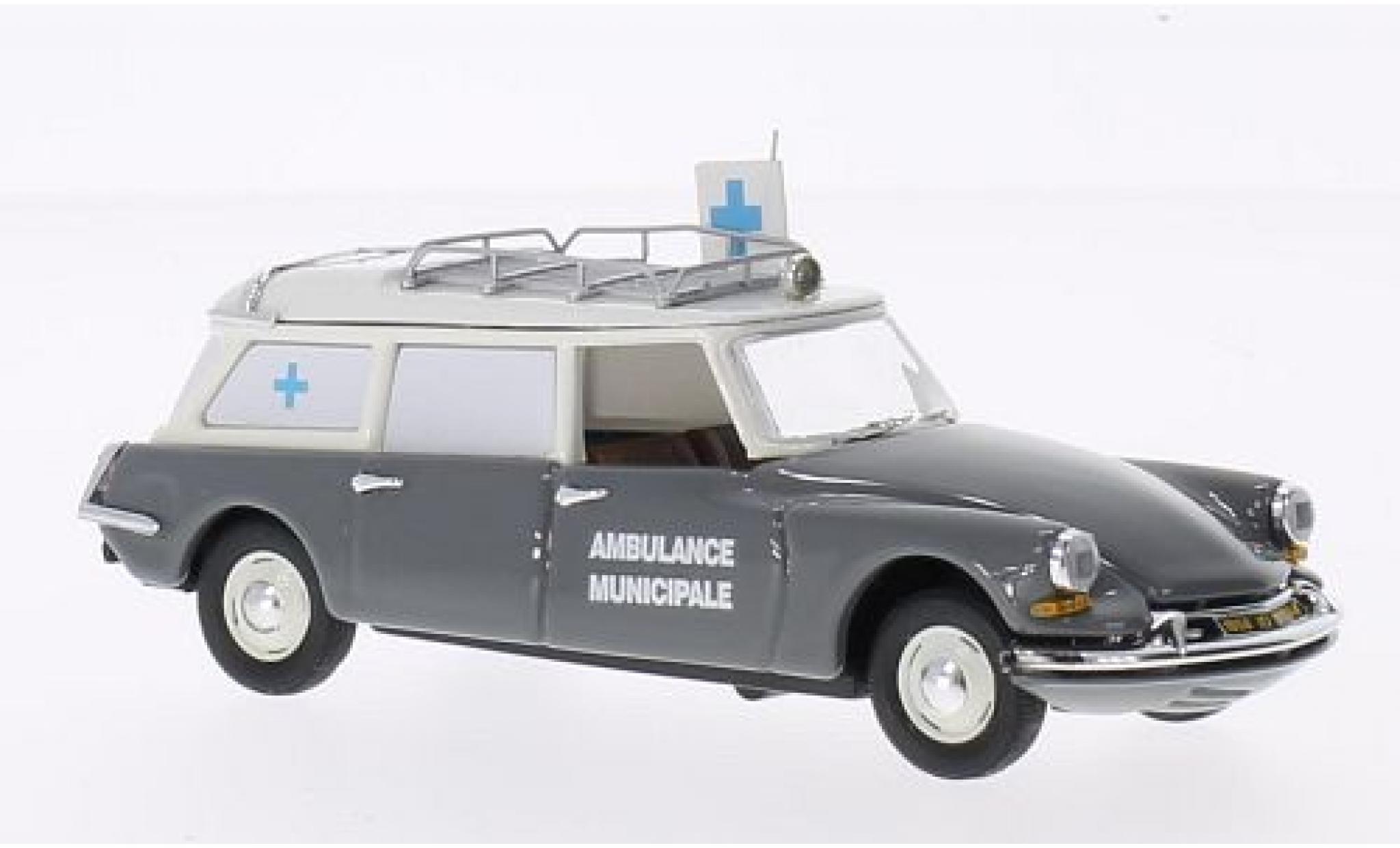 Citroen DS 1/43 Rio 19 Stationwagen grijs/beige Ambulance Municipale 1962 modelauto