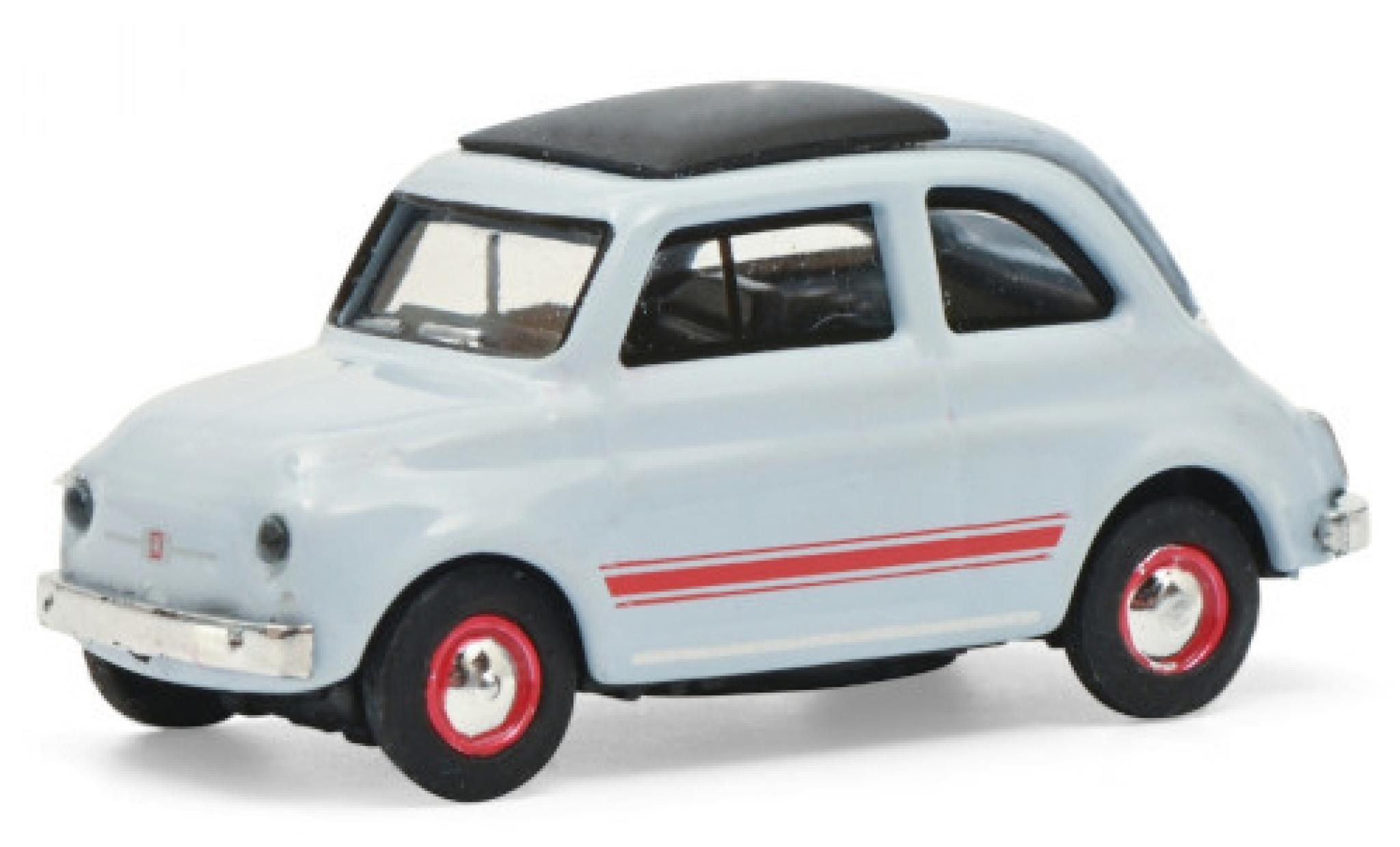 Fiat 500 1/87 Schuco blauw/rood modelauto