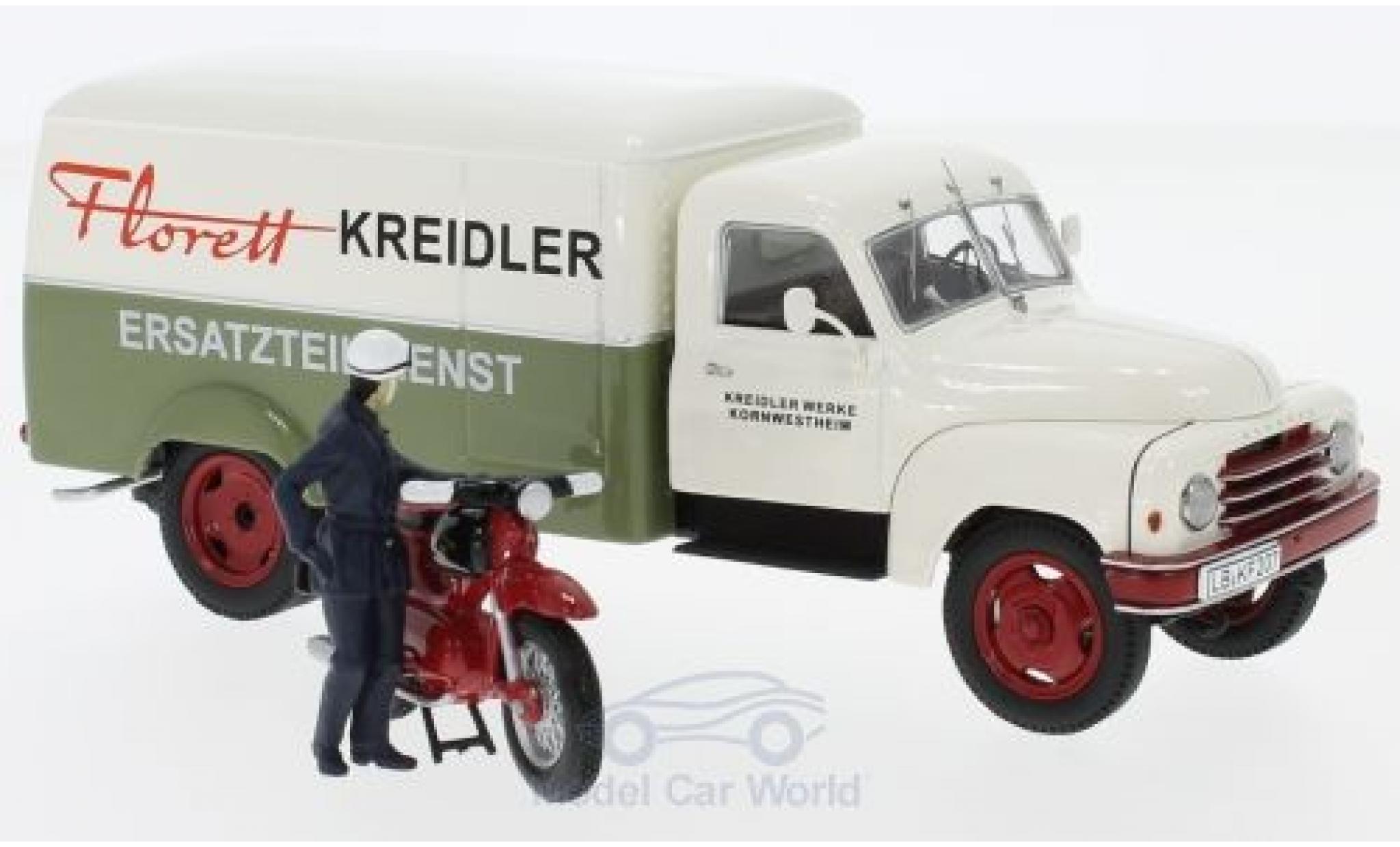 Hanomag L28 1/43 Schuco Kreidler Ersatzteildienst mit Kreidler Florett und Fahrerfigur modelauto