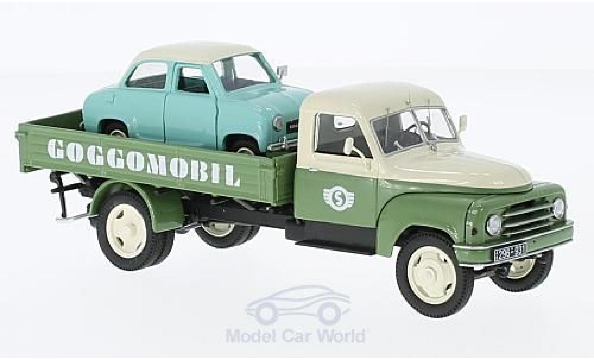 Hanomag L28 1/43 Schuco Pritsche Goggomobile Service mit Goggomobile modelauto