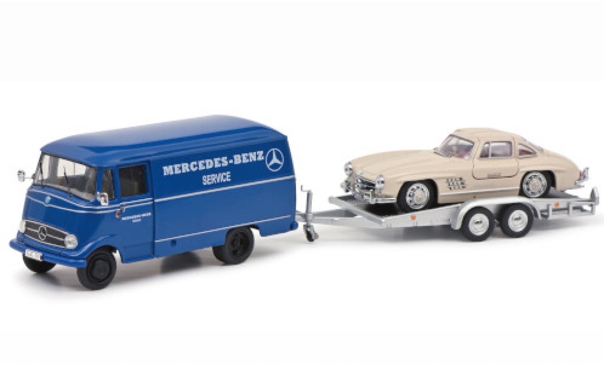 Mercedes L319 1/43 Schuco Benz Service avec Remorque de voiture et 300 SL modelauto