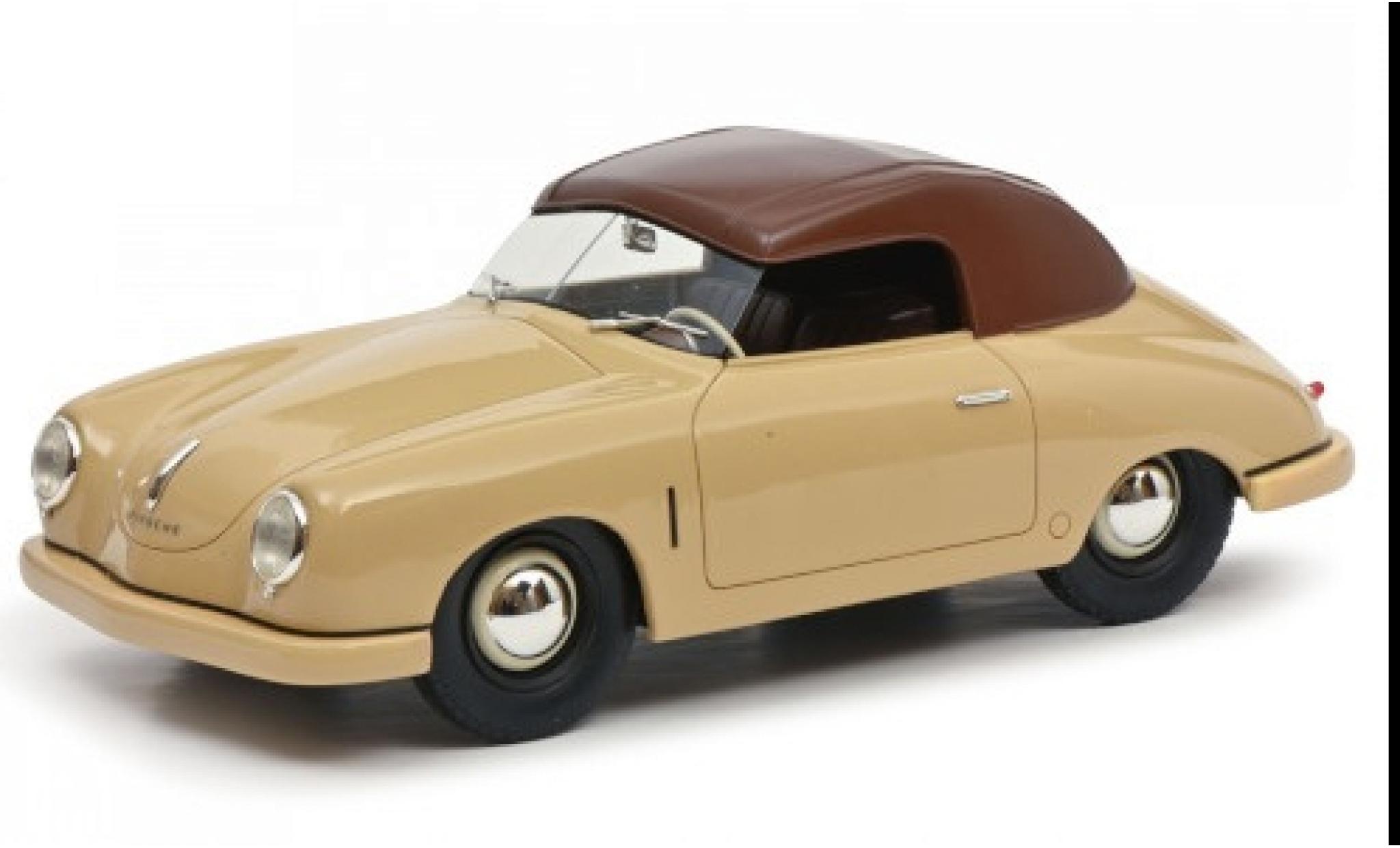 Porsche 356 1/18 Schuco Gm&uuml;nd Cabriolet beige/bruin 1950 modelauto