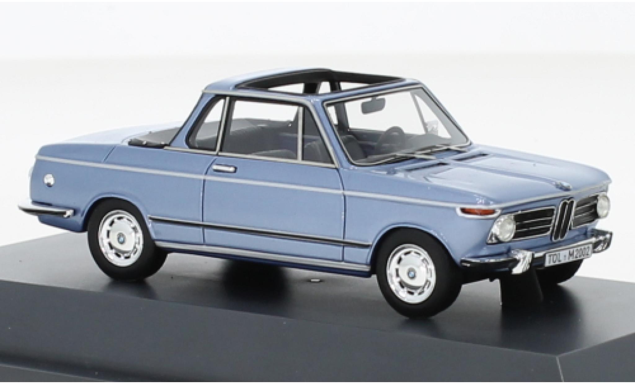 Bmw 2002 1/43 Schuco Baur Cabriolet metallic blauw 1975 modelauto