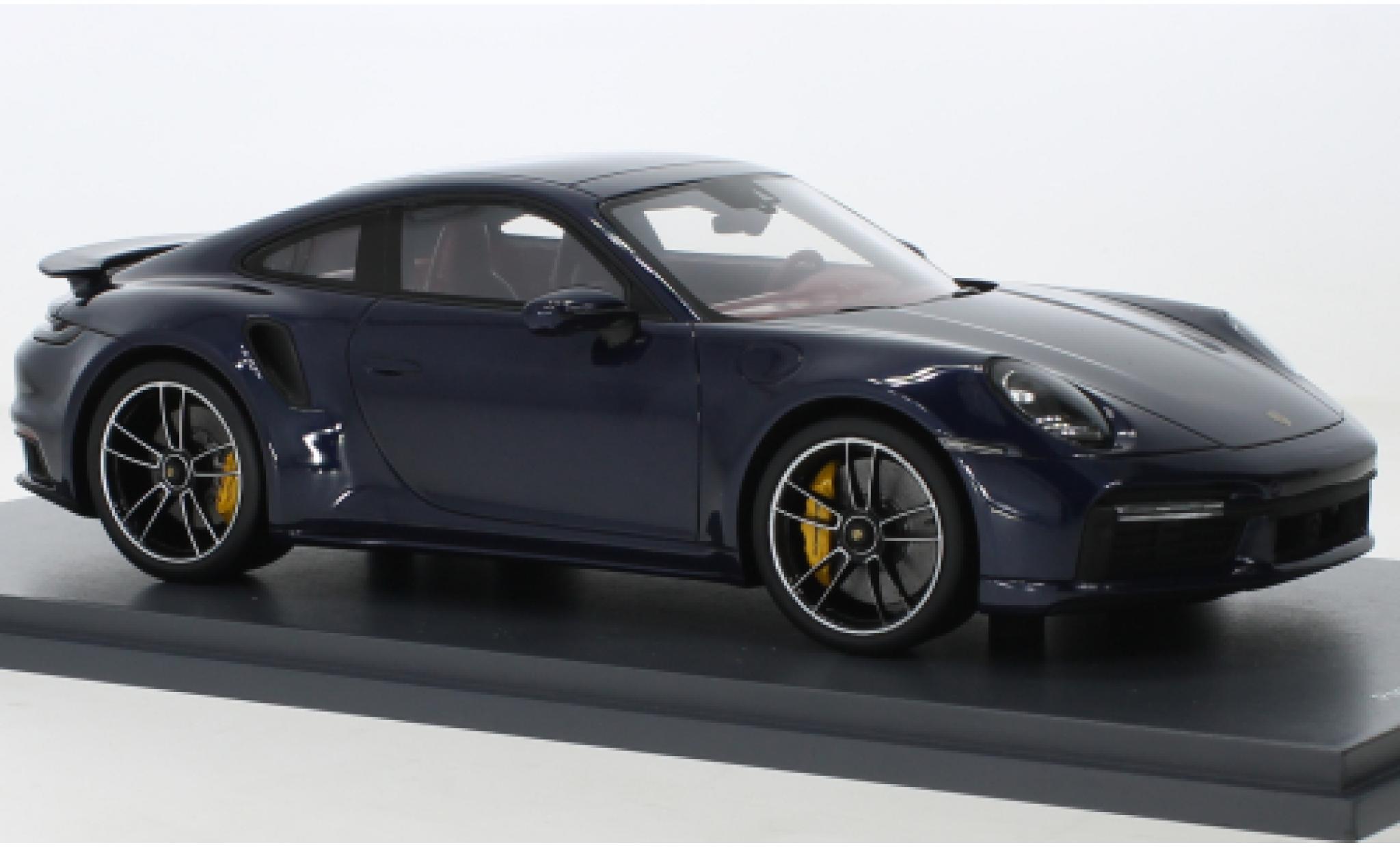 Porsche 992 Turbo s 1/18 Schuco ProR 911  Turbo S metallic blauw fonc&eacute; 2021 modelauto