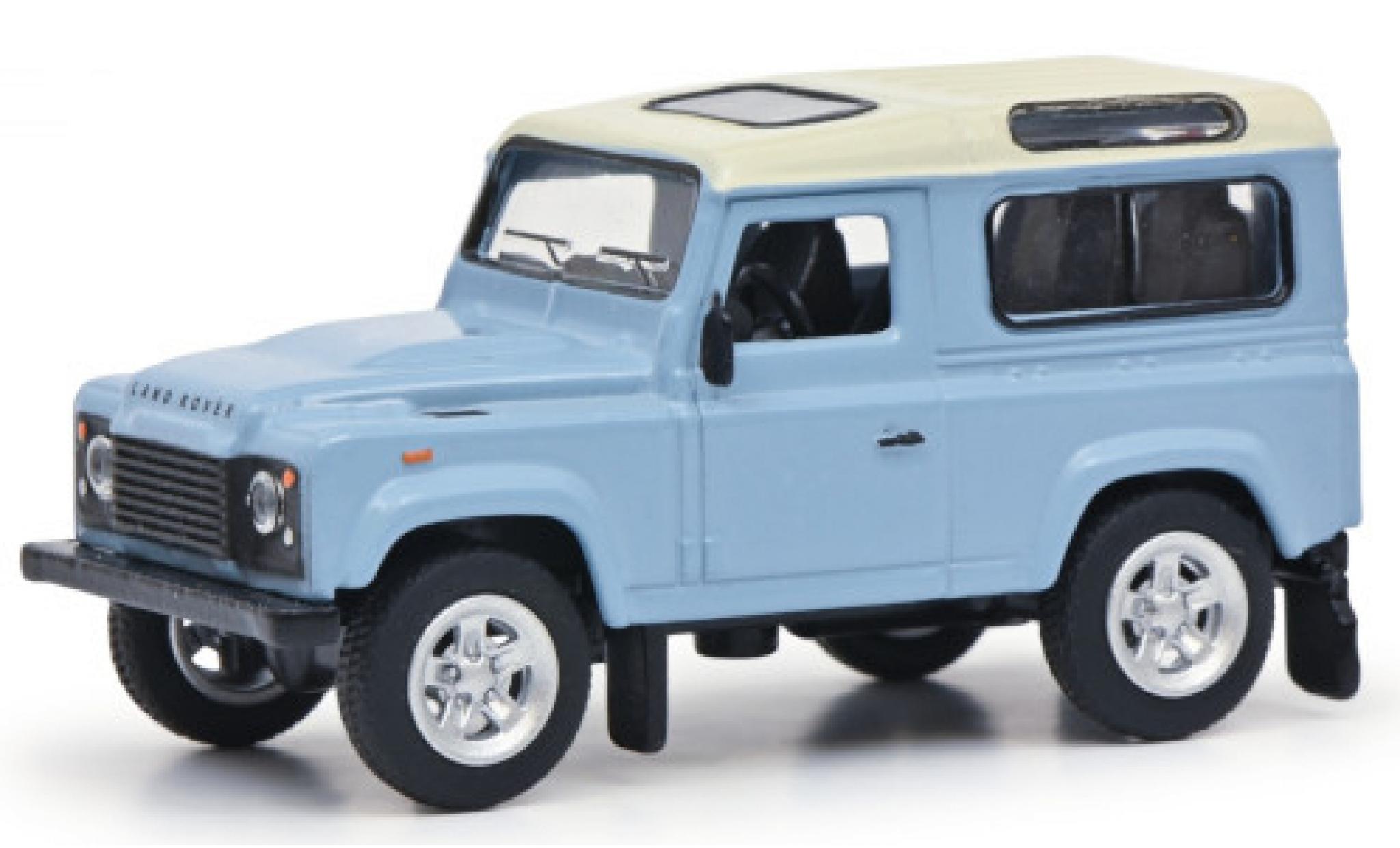 Land Rover Defender 1/64 Schuco blauw clair/wit 1990 modelauto