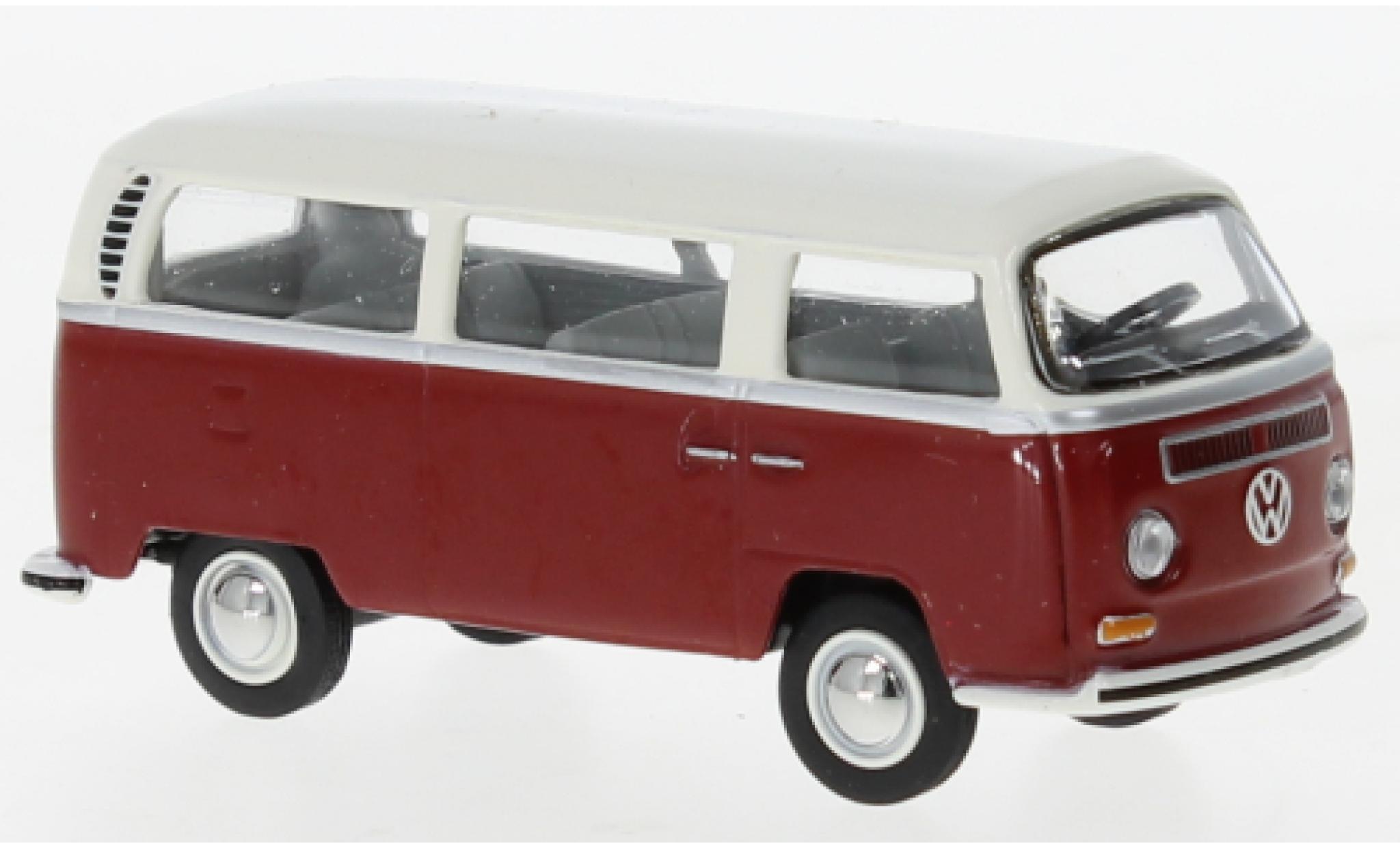 Volkswagen T2 1/64 Schuco bus rood fonc&eacute;/wit modelauto