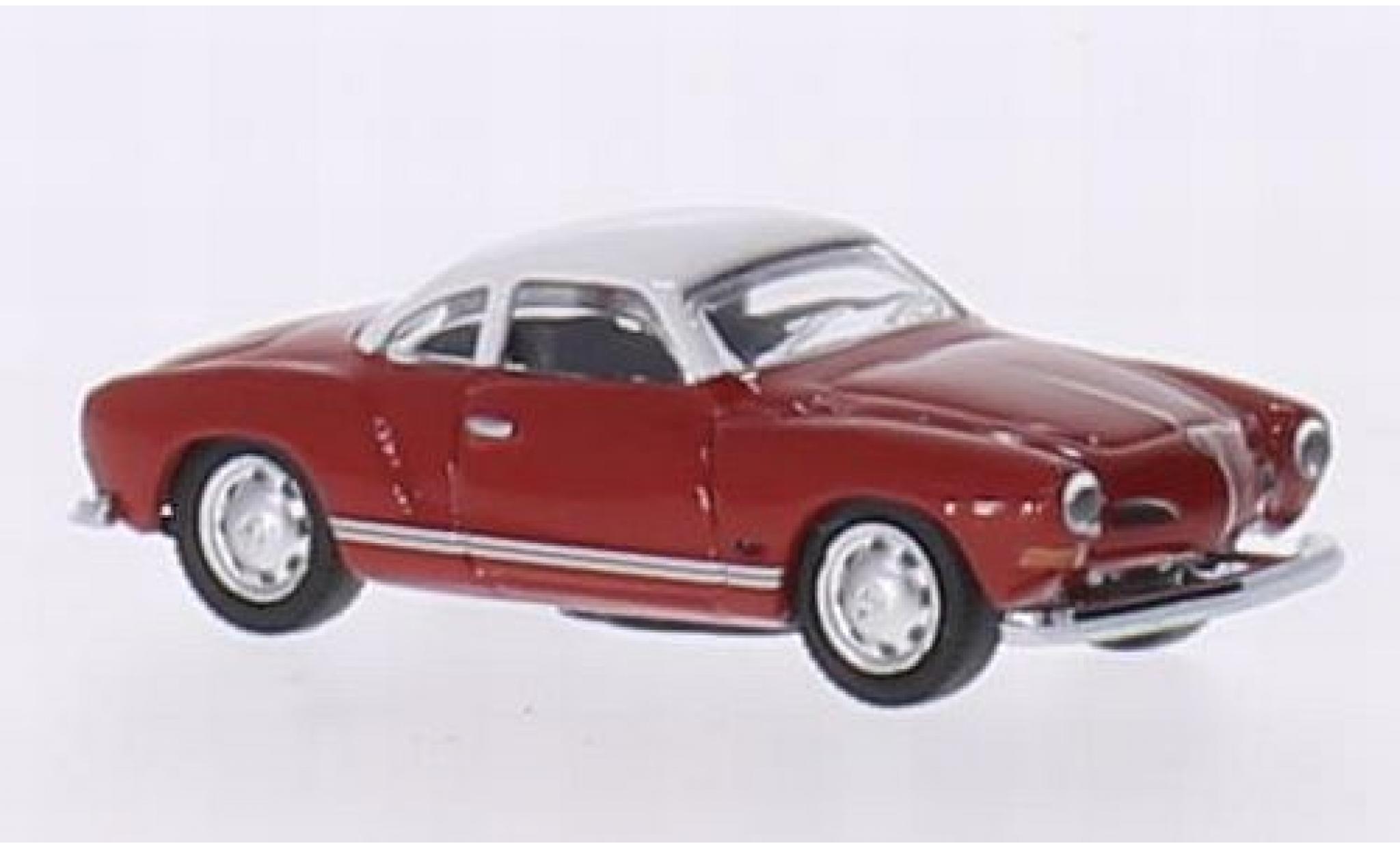 Volkswagen Karmann 1/87 Schuco Ghia Coupe rood/wit modelauto