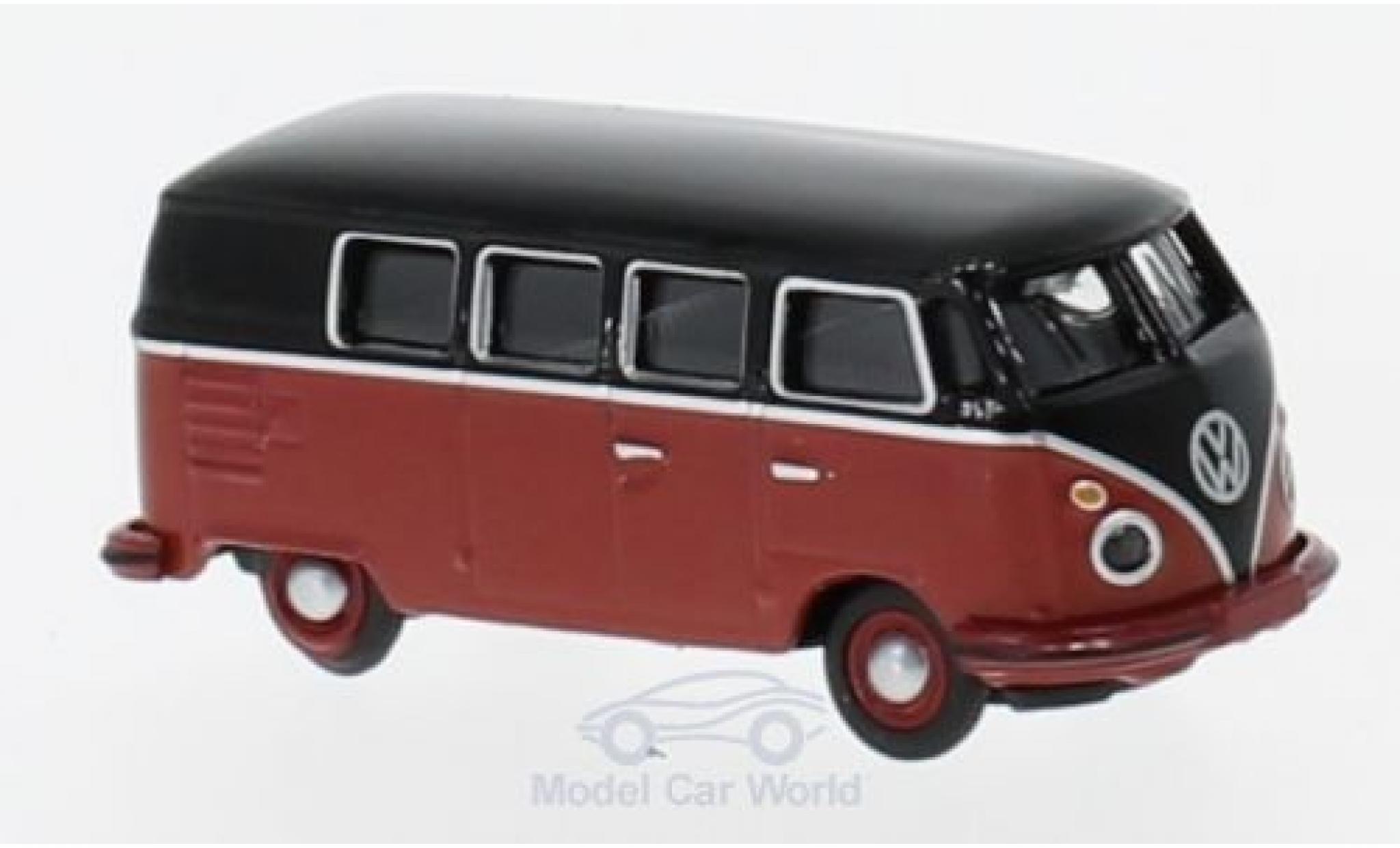Volkswagen T1 B 1/87 Schuco c Bus zwart/rood modelauto