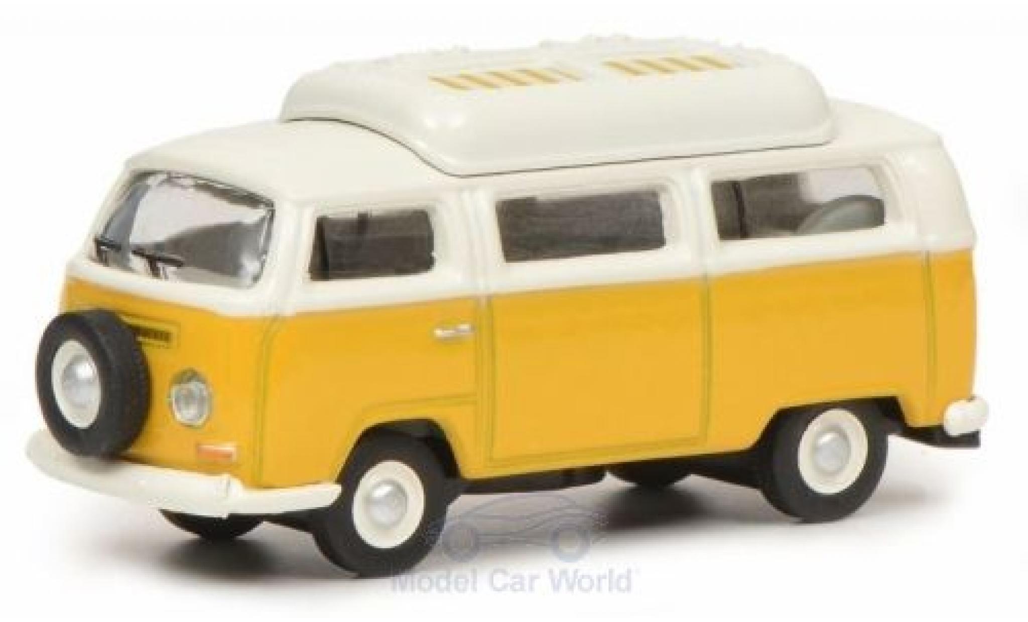 Volkswagen T2 1/87 Schuco a Camper geel/wit mit geschlossenem Dach modelauto