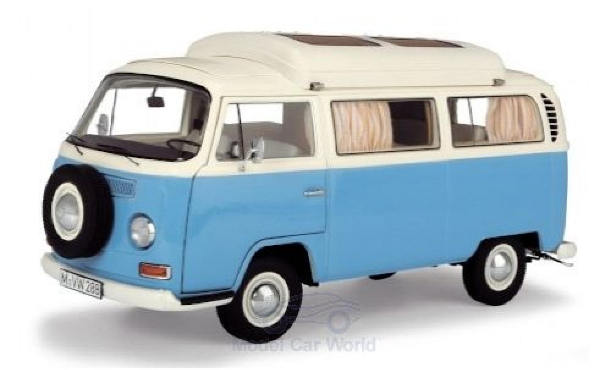 Volkswagen T2 1/18 Schuco a Campingbus blauw/wit modelauto