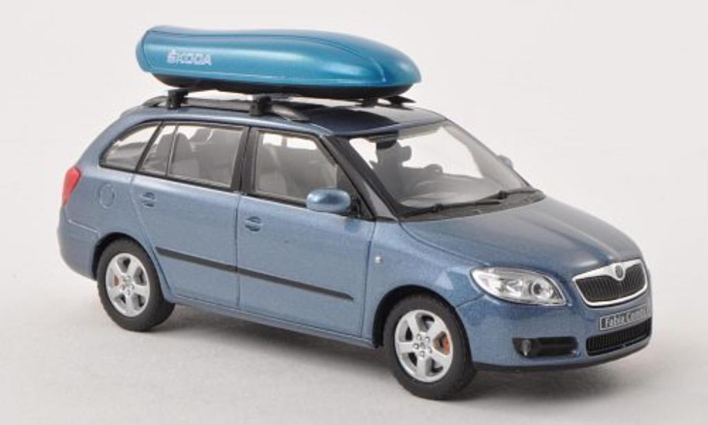 Skoda Fabia II 1/43 Abrex II Combi blauw-grijs mit Dachgepacktrager modelauto