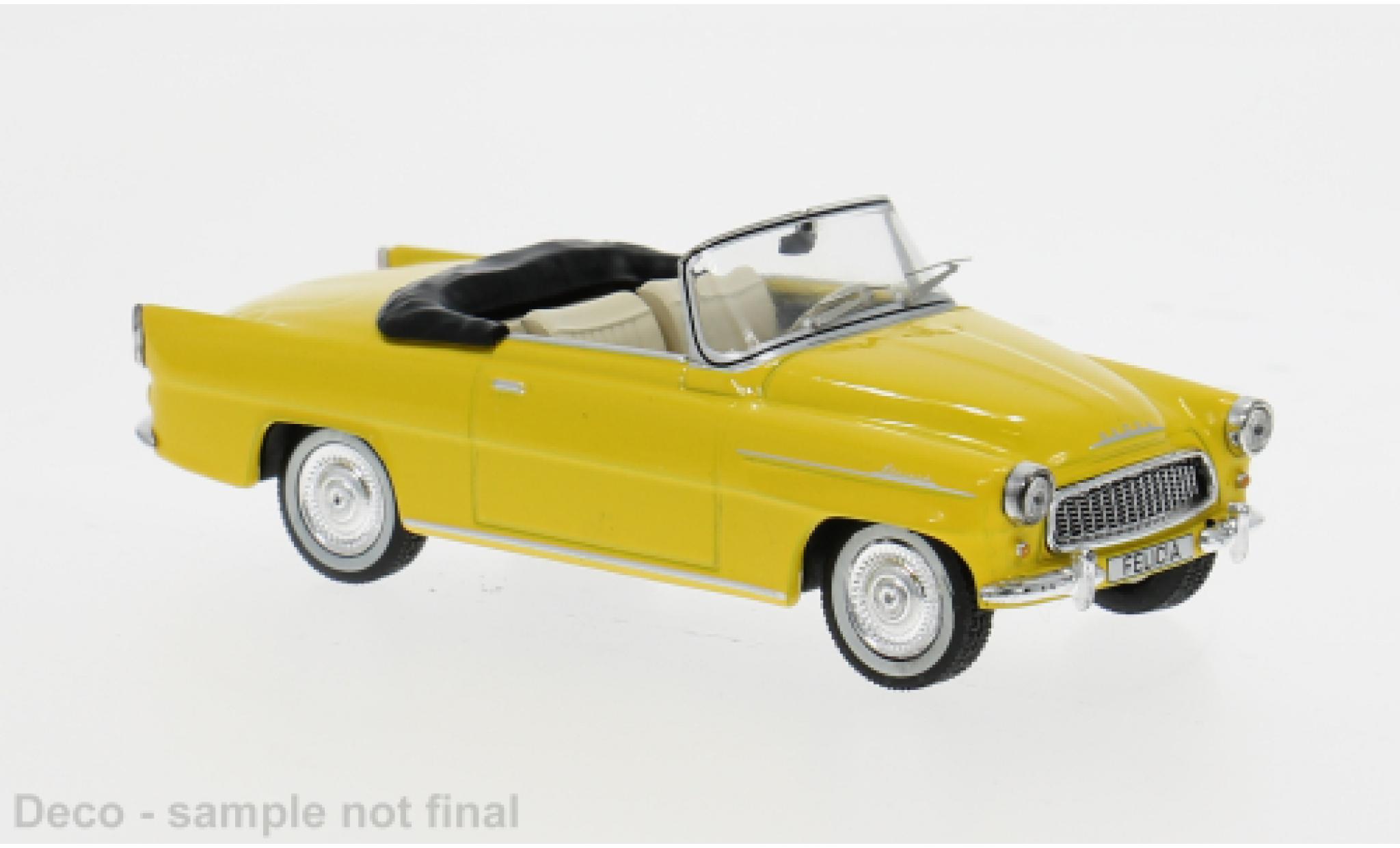 Skoda Felicia 1/43 IXO Cabrio geel 1959 1:43 modelauto