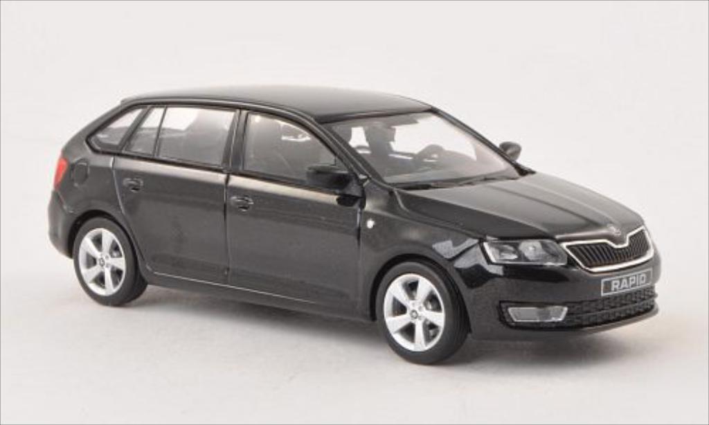 Skoda Rapid 1/43 Abrex Spaceback metallic zwart 2013 modelauto