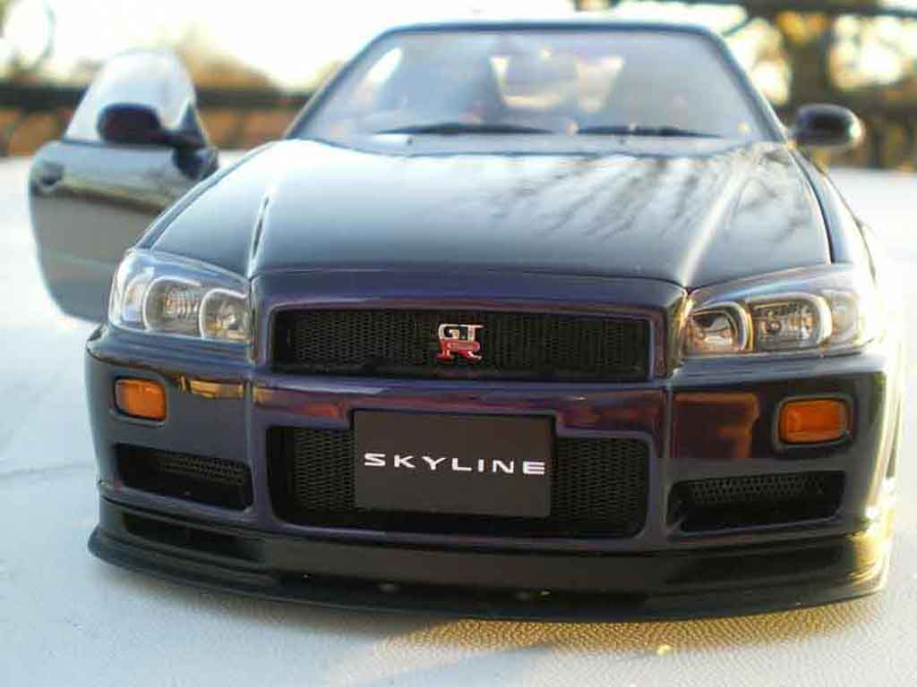 Nissan Skyline R34 purple racing jantes 20 pouces 1/18 Autoart