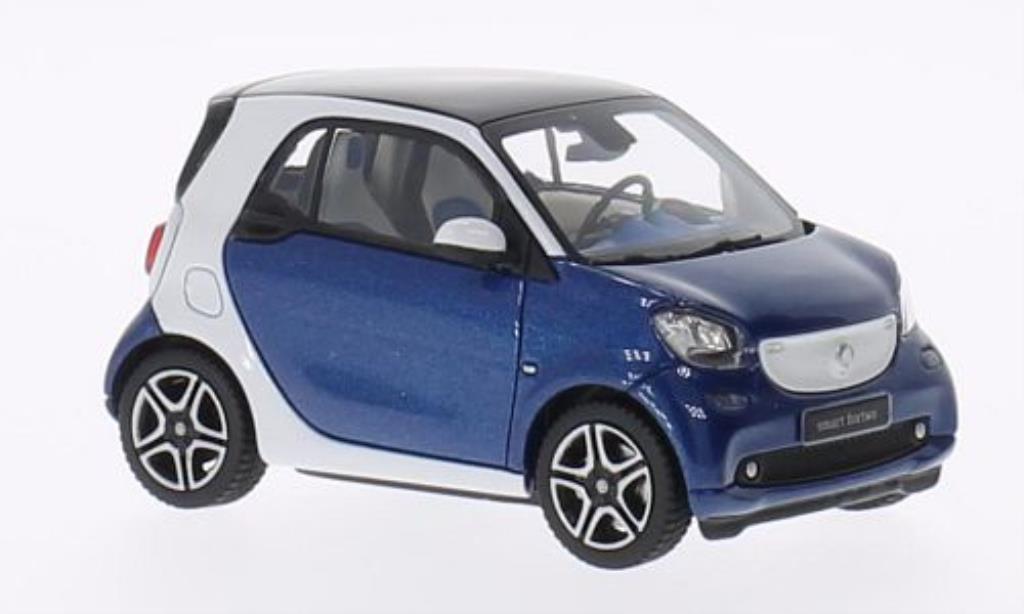 Smart ForTwo coupe 1/43 Norev Fortwo coupe wit/blauw 2014 modelauto