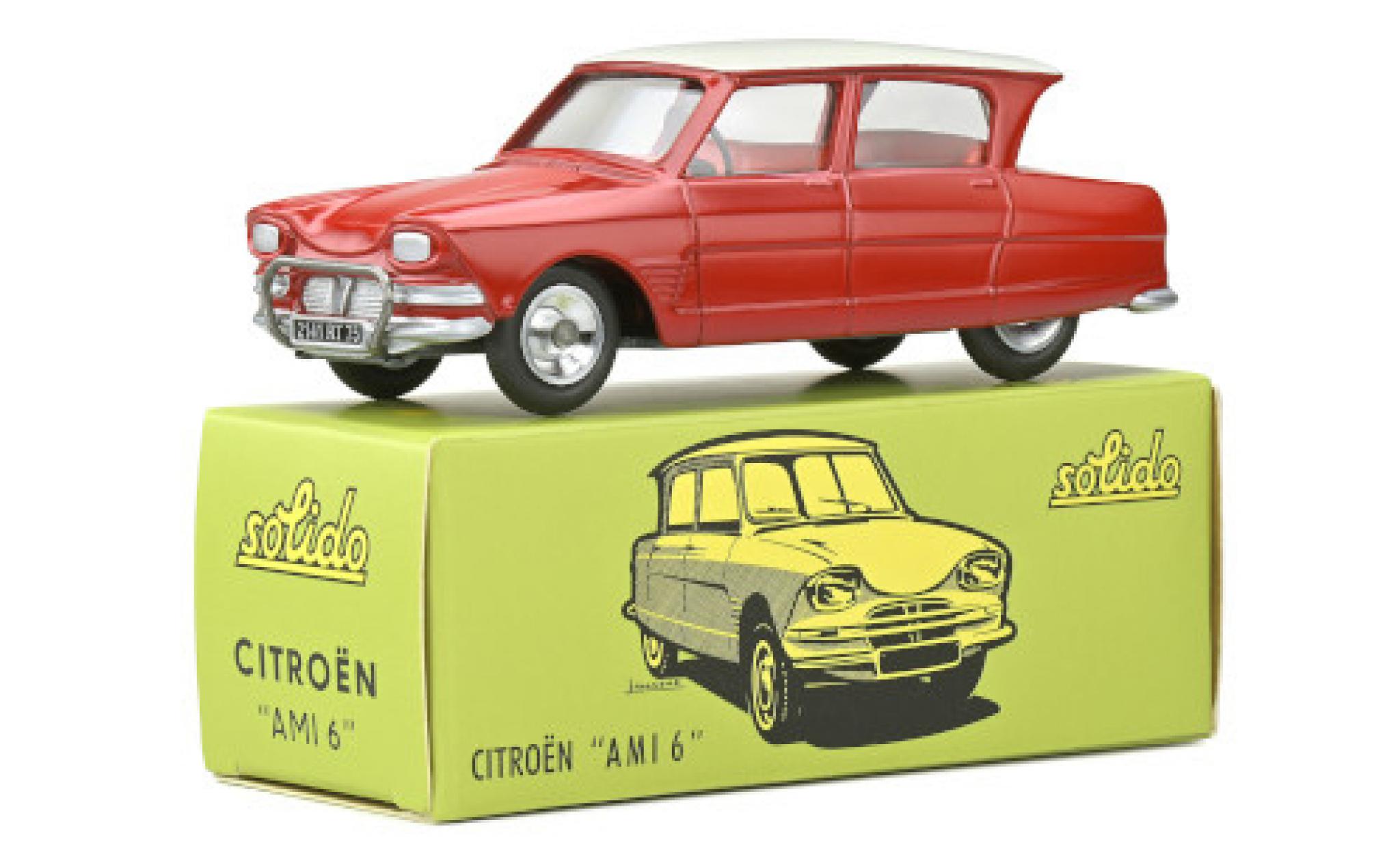 Citroen Ami 6 1/43 Solido rood/wit modelauto