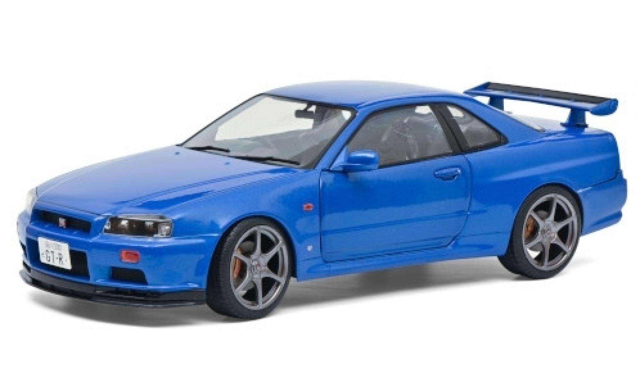 Nissan Skyline 1/18 Solido GT-R (R34) metallic blauw RHD 1999 modelauto