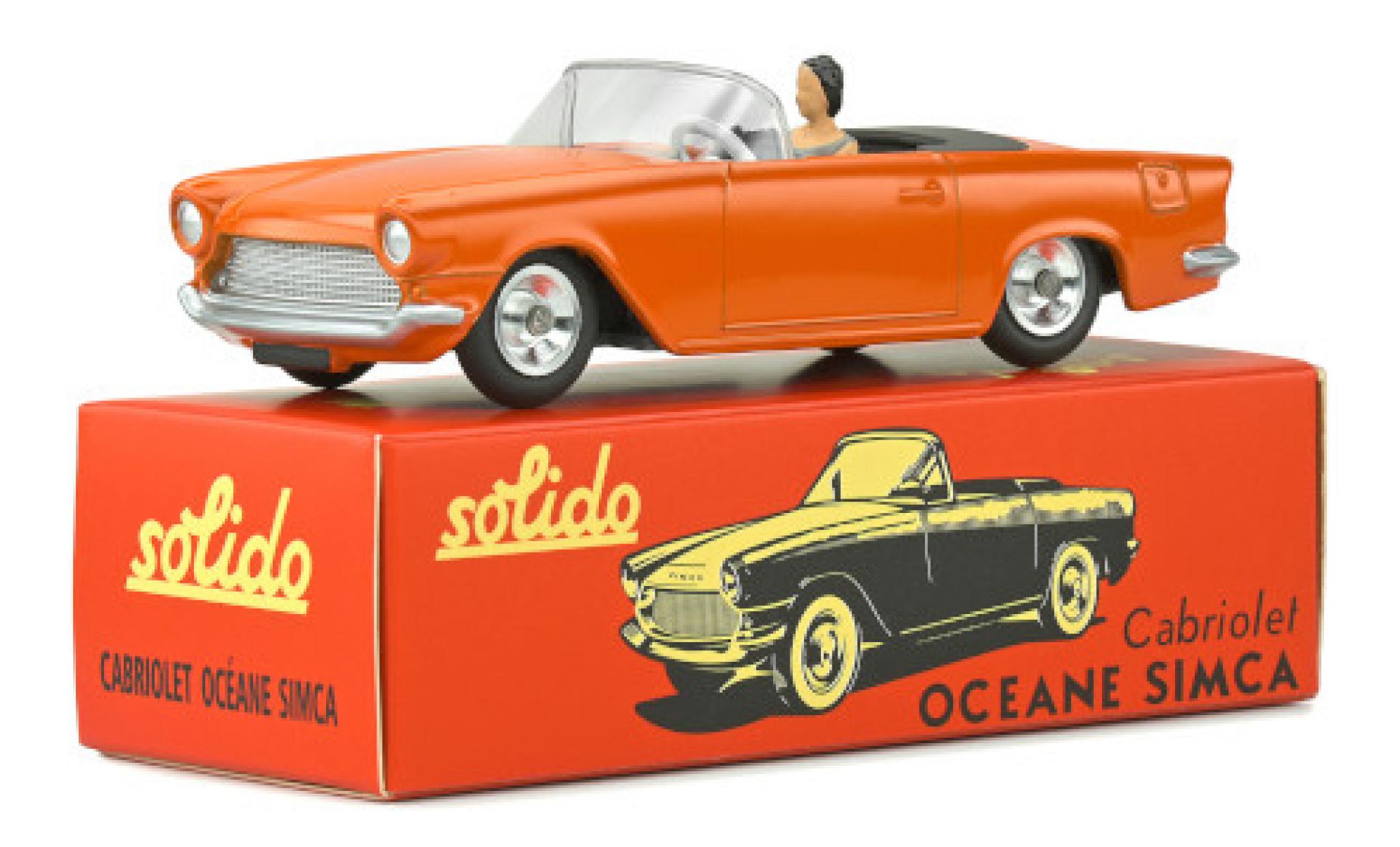 Simca Oceane 1/43 Solido oranje avec figurine modelauto