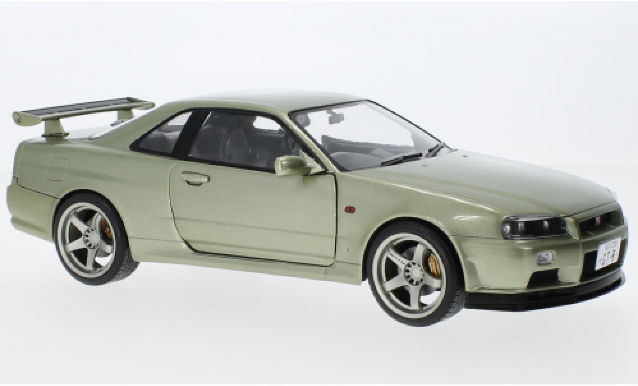 Nissan Skyline 1/18 Solido GT-R (R34) metallic la chaux RHD 1999 modelauto
