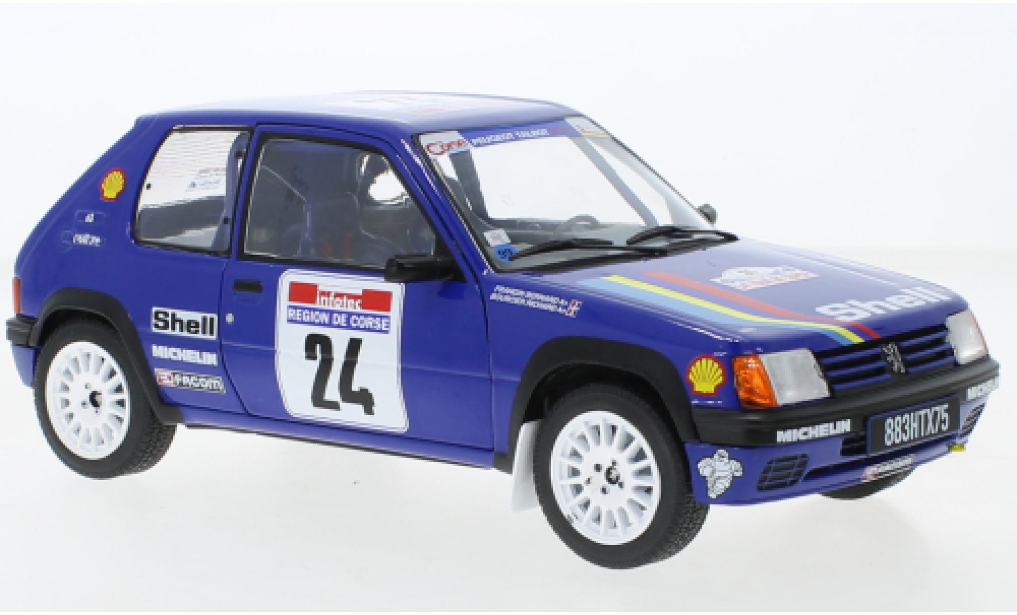 Peugeot 205 1/18 Solido Rallye Gr.A No.24 Rallye WM Tour de Corse 1990 modelauto