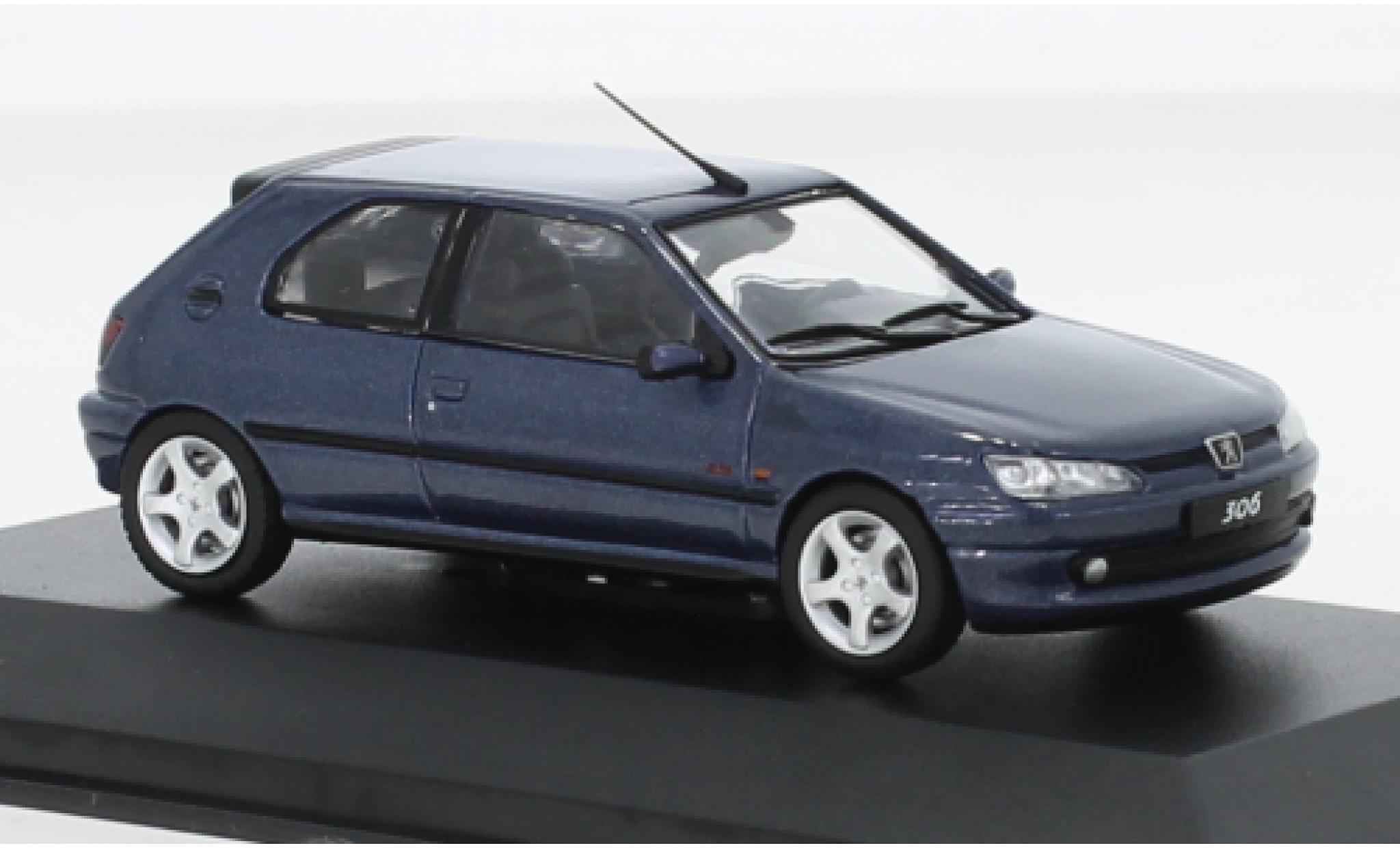 Peugeot 306 1/43 Solido S16 metallic blauw 1998 modelauto