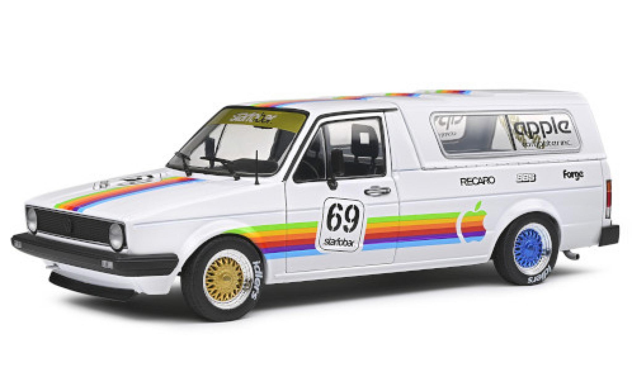 Volkswagen Caddy 1/18 Solido MkI Custom wit/Dekor Apple Computer 1982 No.69 935 K3 Tribute modelauto