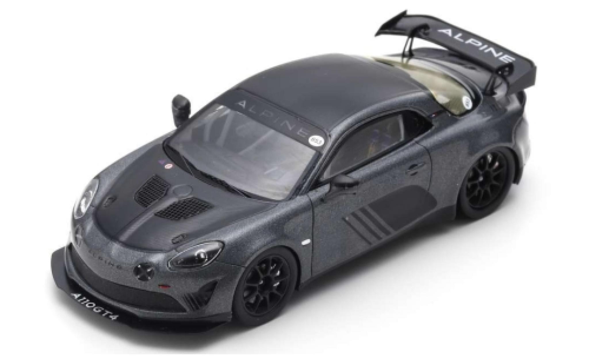 Alpine A110 1/43 Spark GT4 metallic grijs/zwart Goodwood 2018 modelauto