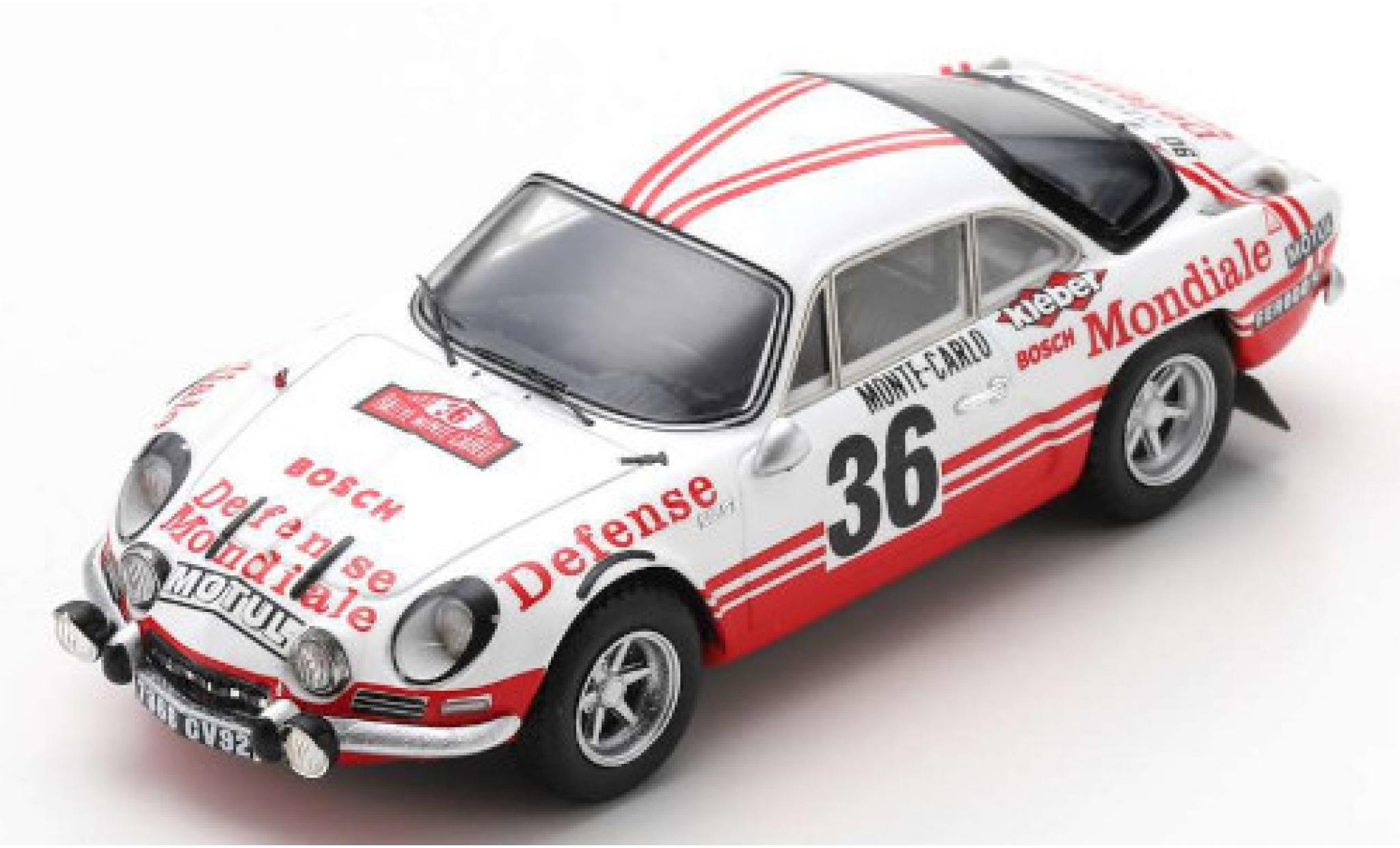 Alpine A110 1/43 Spark Renault 1600 S No.36 Defense Mondiale Rally Monte Carlo 1973 B.Wollek/P.Thimonier modelauto