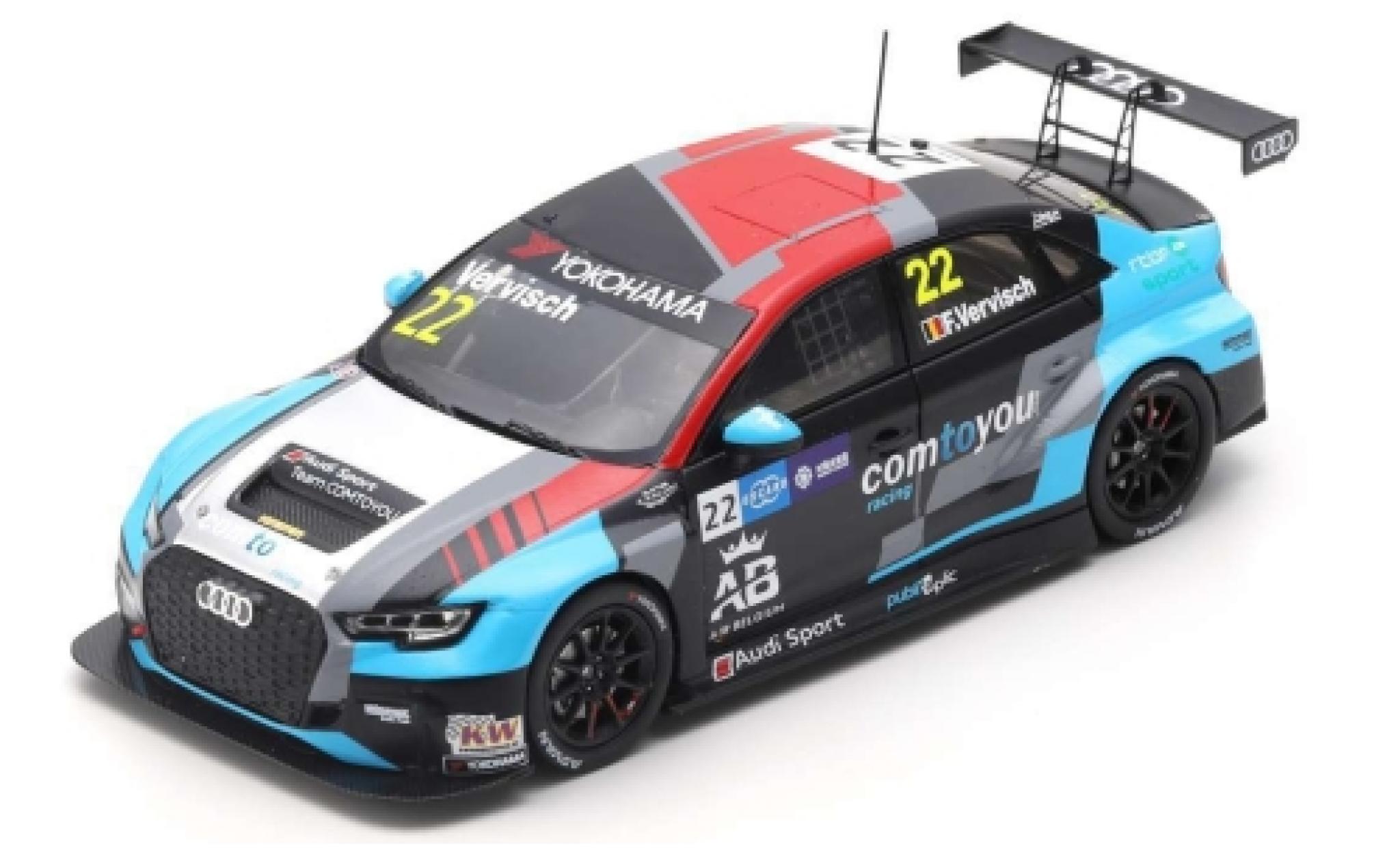 Audi RS3 1/43 Spark LMS No.22 comtoyou Racing WTCR Macau Guia Race 2018 F.Vervisch modelauto