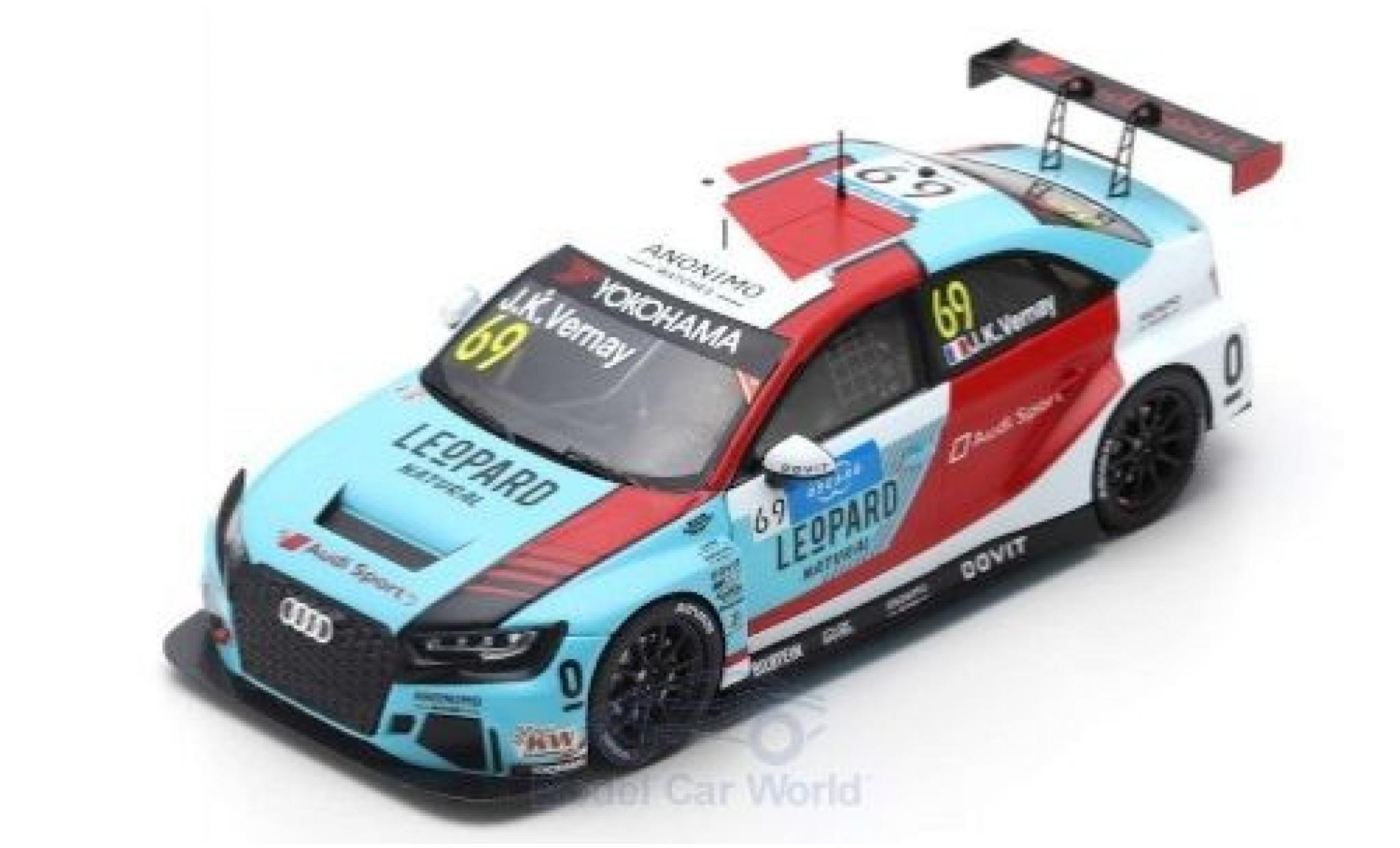 Audi RS3 1/43 Spark LMS No.52 Leopard Racing Team Sport WTCR Marrakesh 2019 G.Shedden modelauto
