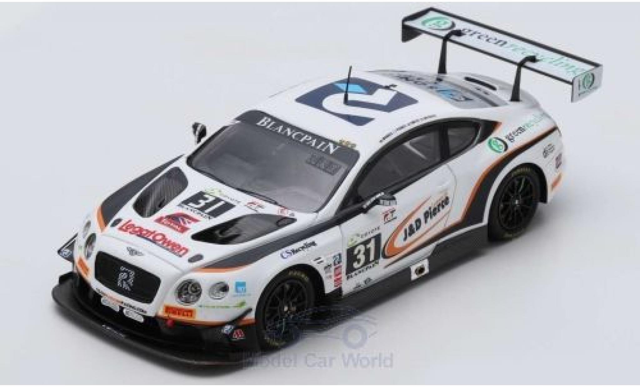 Bentley Continental 1/43 Spark GT3 RHD No.31 Team Parker Racing 24h Spa 2018 R.Smith/D.Pierce/A.Meyrick/S.Morris modelauto