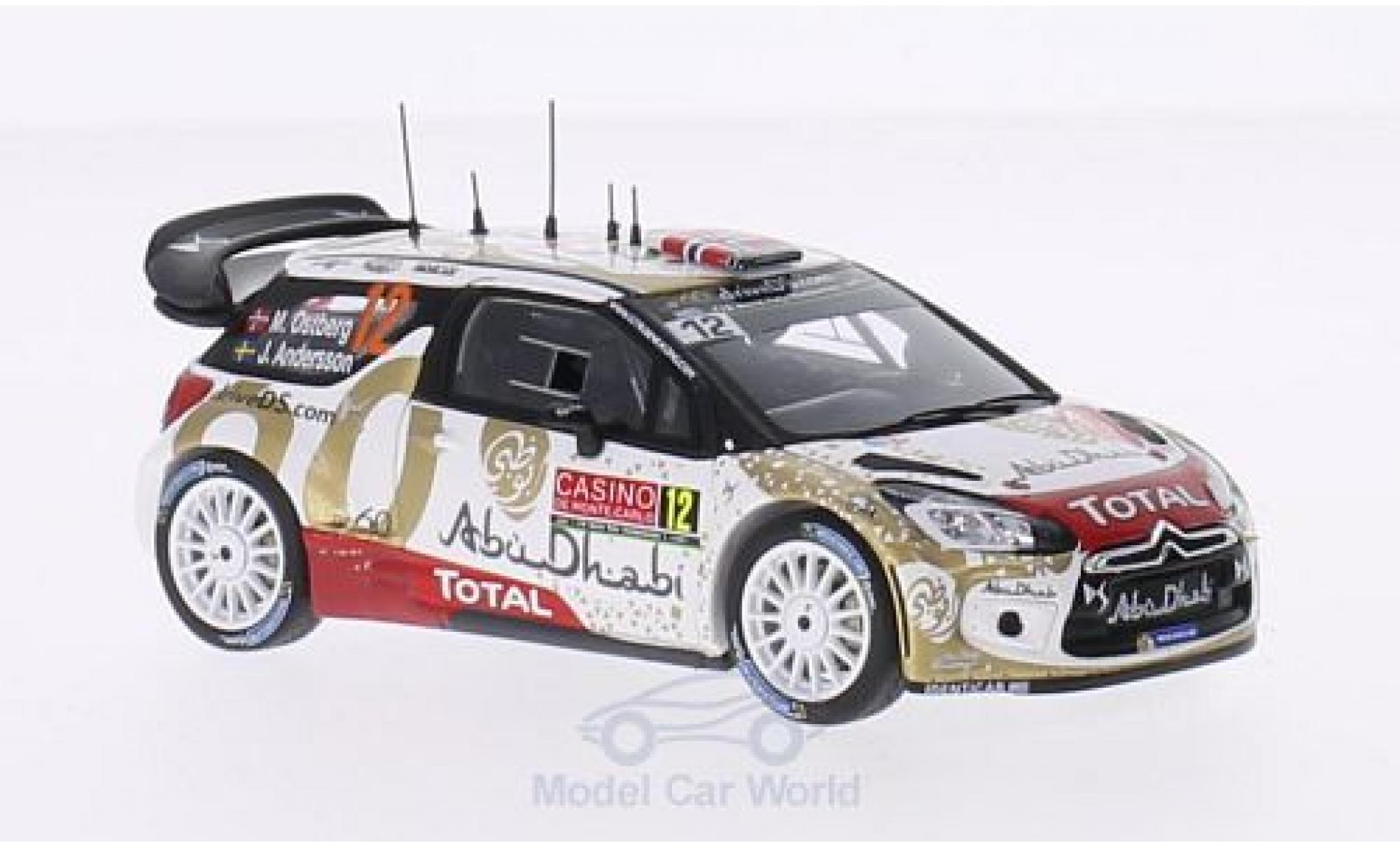 DS Automobiles DS3 1/43 Spark Citroen WRC No.12 Citroen Total Abu Dhabi WRT Total Rallye Monte-Carlo 2015 M.Ostberg/J.Andersson modelauto