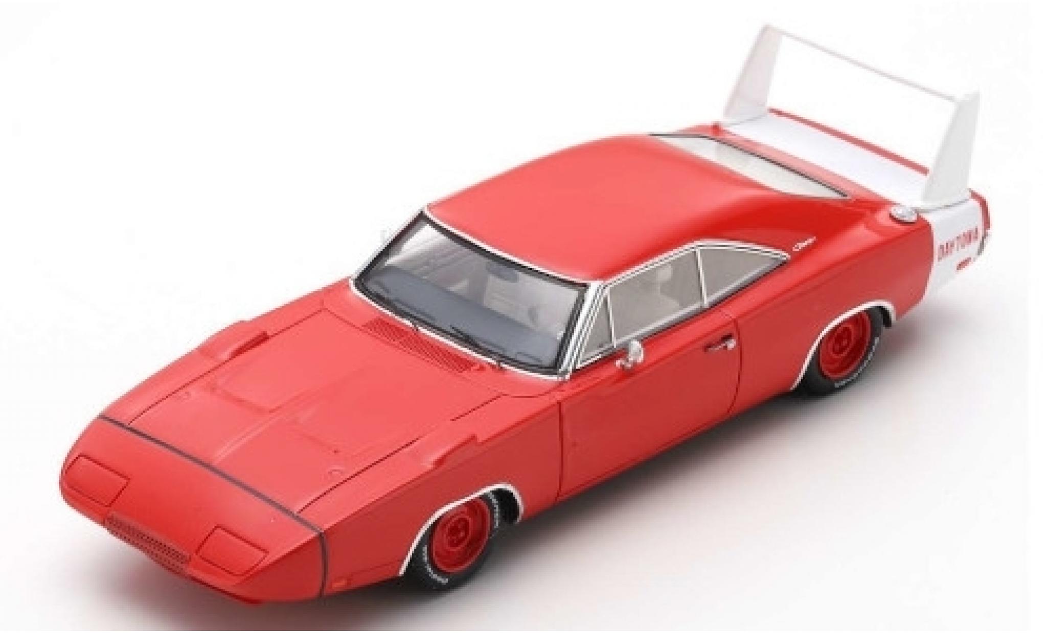Dodge Charger 1/43 Spark Daytona rood/wit 1969 modelauto