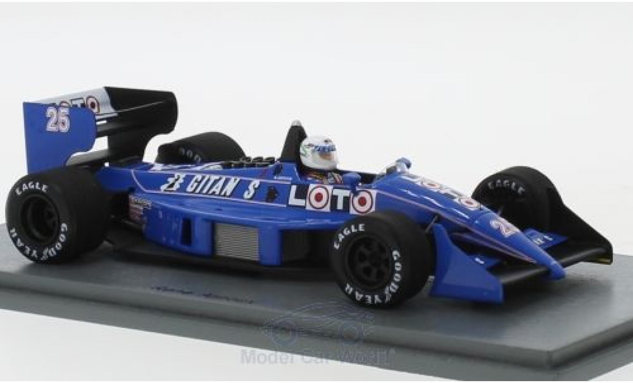 Ligier JS3 1/43 Spark 1 No.25 Gitanes Formel 1 GP Monaco 1988 mit Decals R.Arnoux modelauto