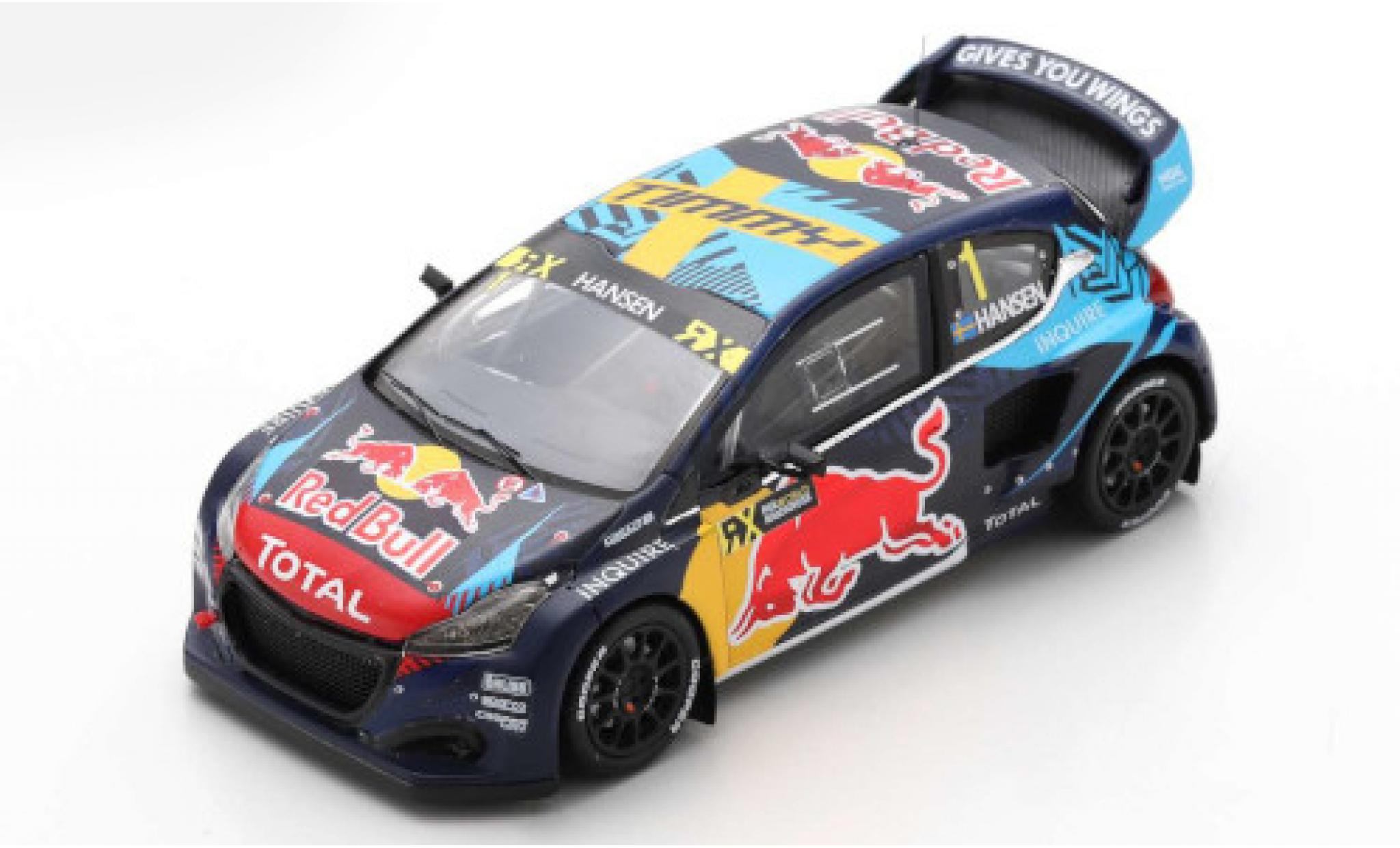Peugeot 208 1/43 Spark WRX No.1 Team Hansen Red Bull Rallye-Cross WM Spanien 2020 T.Hansen modelauto