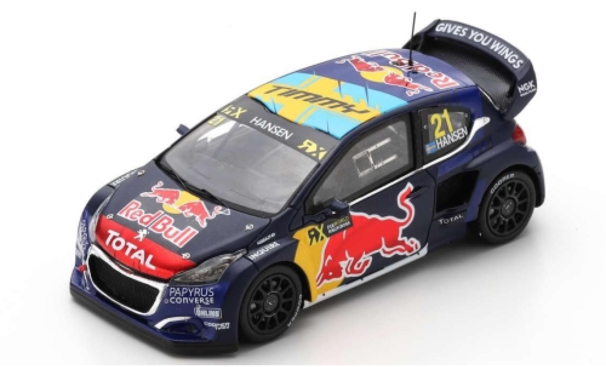 Peugeot 208 1/43 Spark WRX No.21 Red Bull / Total World RX Spanien 2019 T.Hansen modelauto