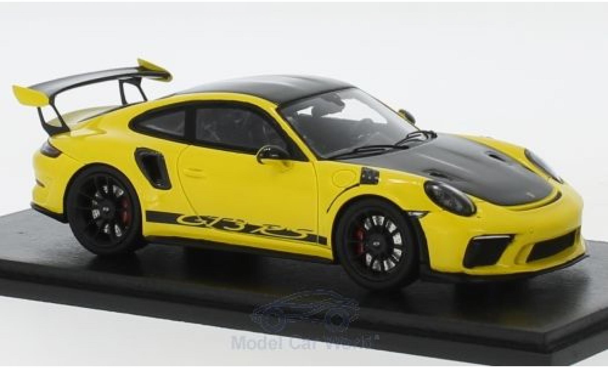 Porsche 991 GT3 RS 1/43 Spark 911 ( II) GT3 RS geel/zwart 2018 Weissach Package modelauto