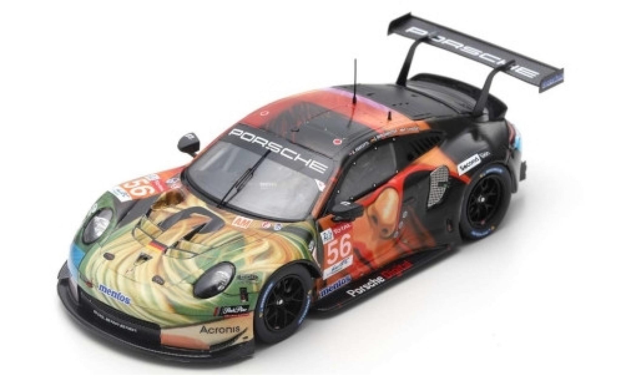 Porsche 992 RSR 1/87 Spark 911 (991) RSR No.56 Team Project 1 LMGTE AM 24h Le Mans 2019 J.Bergmeister/P. Lindsey/E.Perfetti modelauto