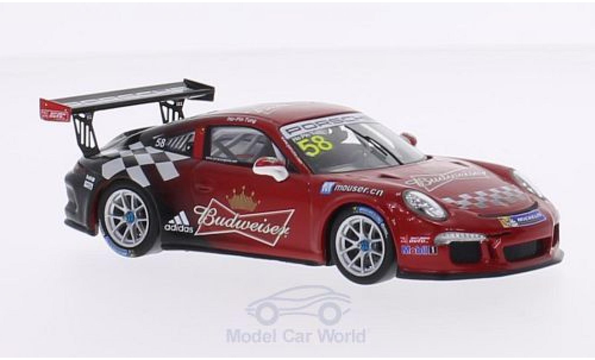 Porsche 991 GT3 Cup 1/43 Spark 911 (997) GT3 Cup No.58 Team Absolute Racing Budweiser Carrera Cup Asia 2015 H.-P.Tung modelauto