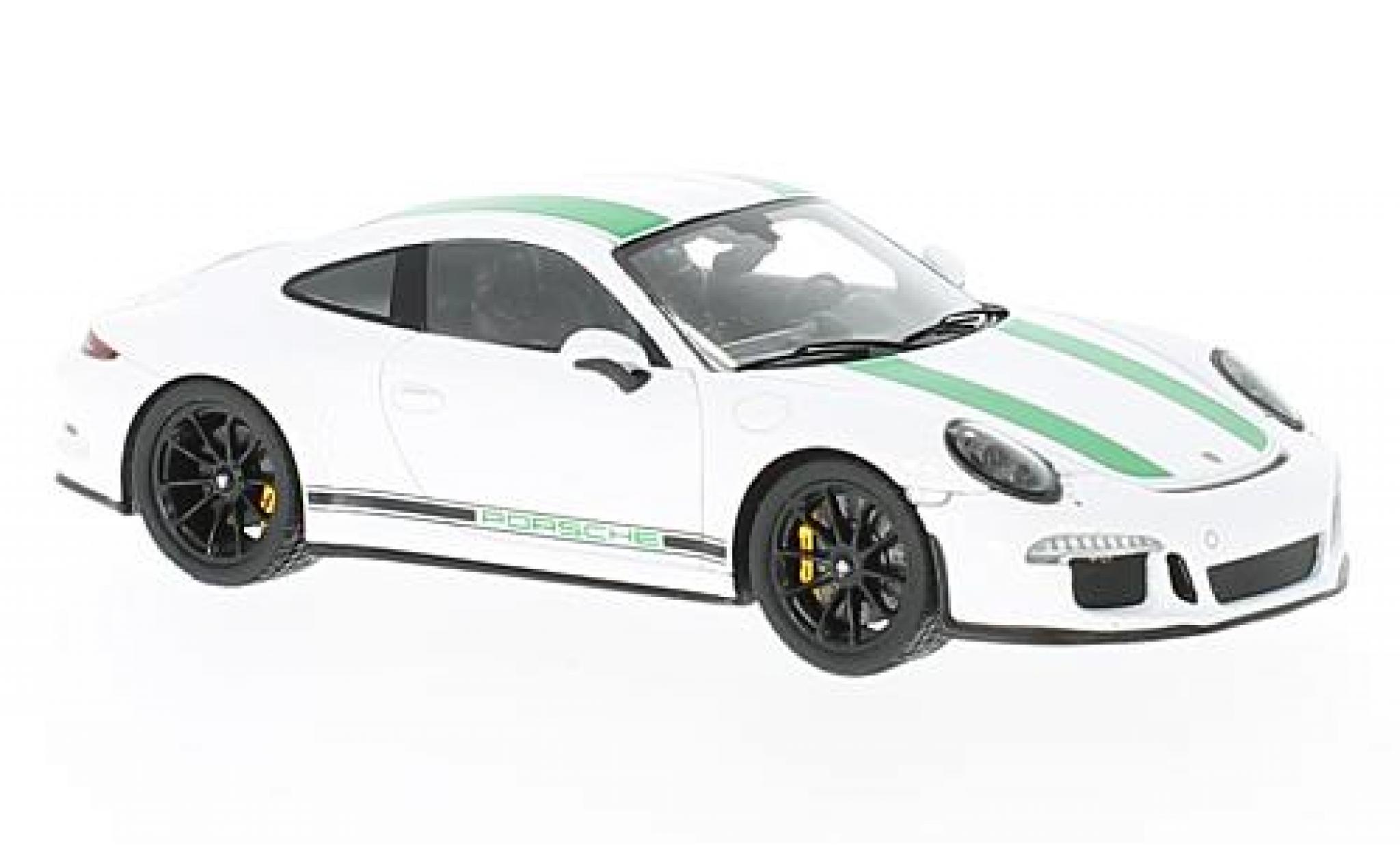 Porsche 991 R 1/43 Spark 911 R wit/groen 2017 modelauto
