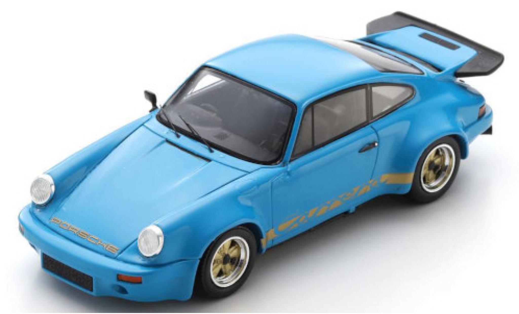 Porsche 930 RS 1/43 Spark 911 RS 3.0 blauw/Dekor RHD 1974 No.9114609092 modelauto