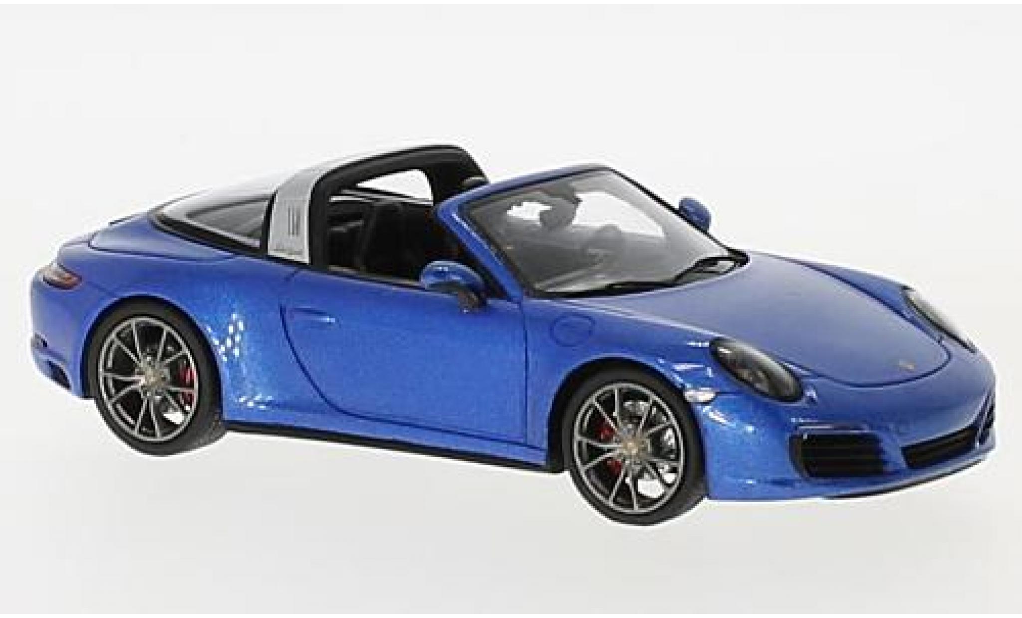 Porsche 991 Targa 1/43 Spark 911 Targa 4S metallic blauw 2017 modelauto