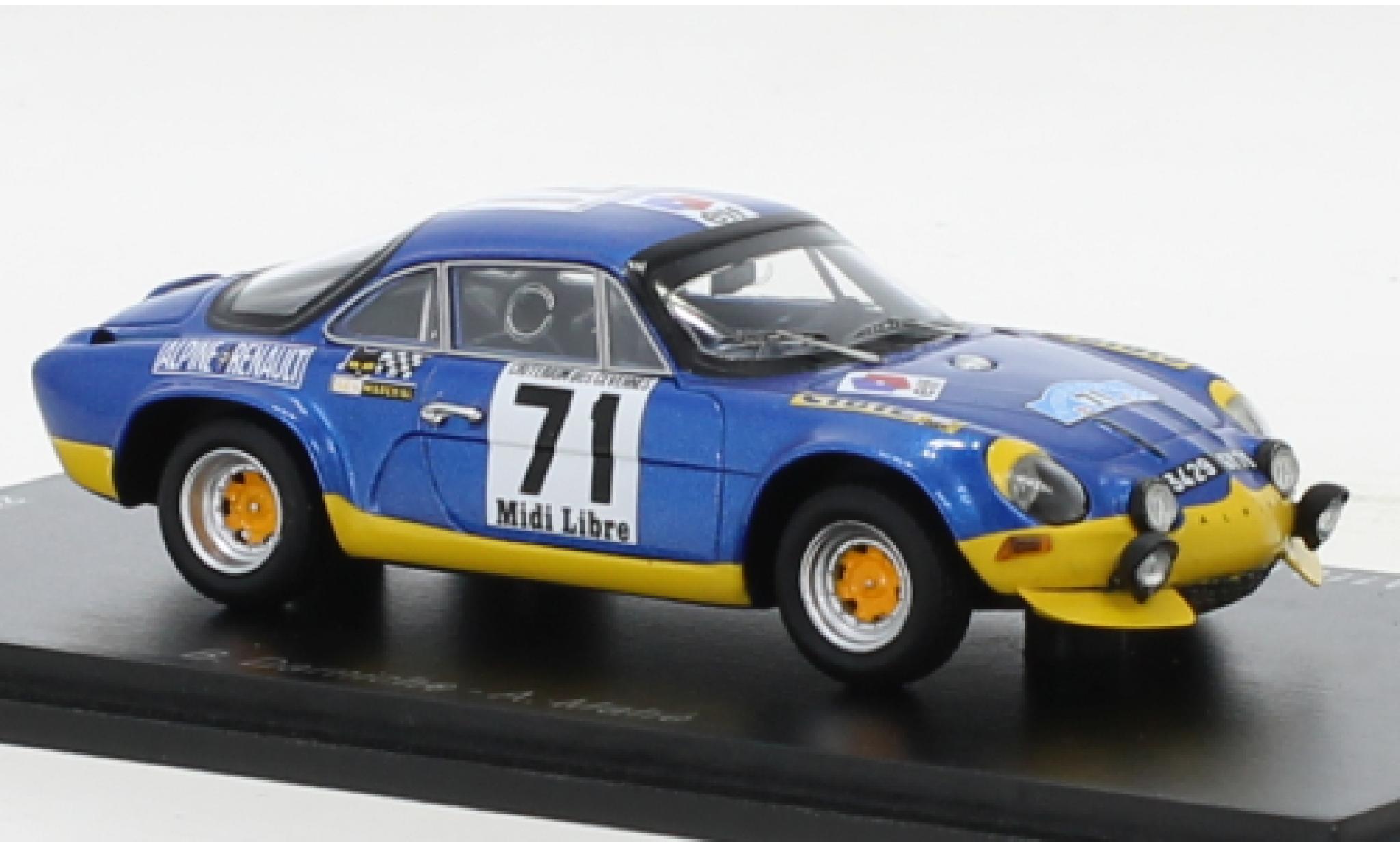 Alpine A110 1/43 Spark Renault No.71 Criterium des Cevennes 1971 modelauto
