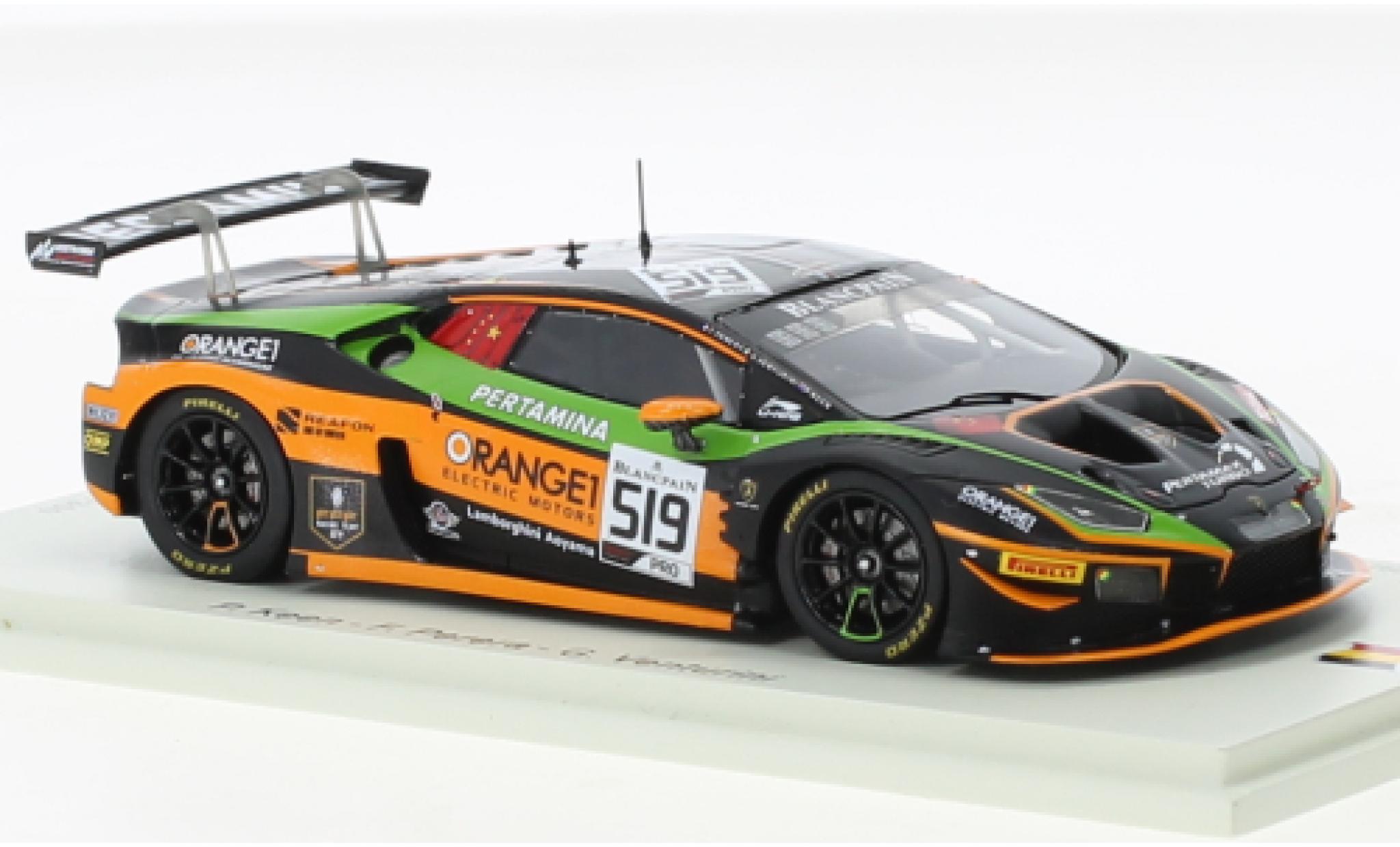 Lamborghini Huracan 1/43 Spark GT3 Evo No.519 Oranje 1 FFF Racing Team 24h Spa 2019 modelauto