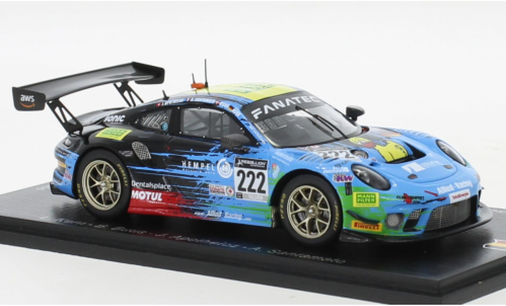 Porsche 991 GT3 R 1/43 Spark 911  No.222 Team Allied Racing 24h Spa 2021 modelauto